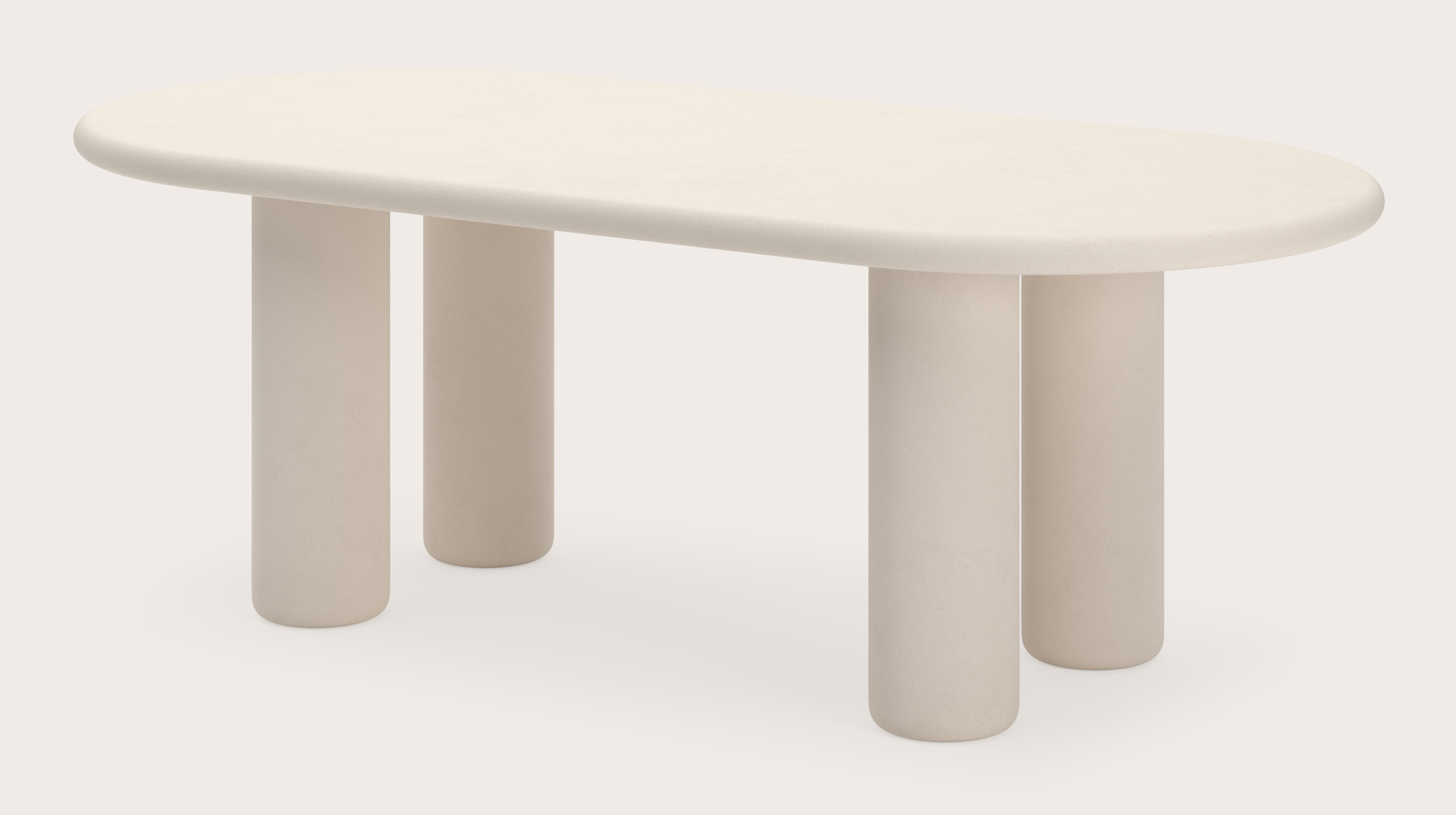 Eettafel Artisano met plat ovaal Artisano blad in Claylime kleur Eggshell
