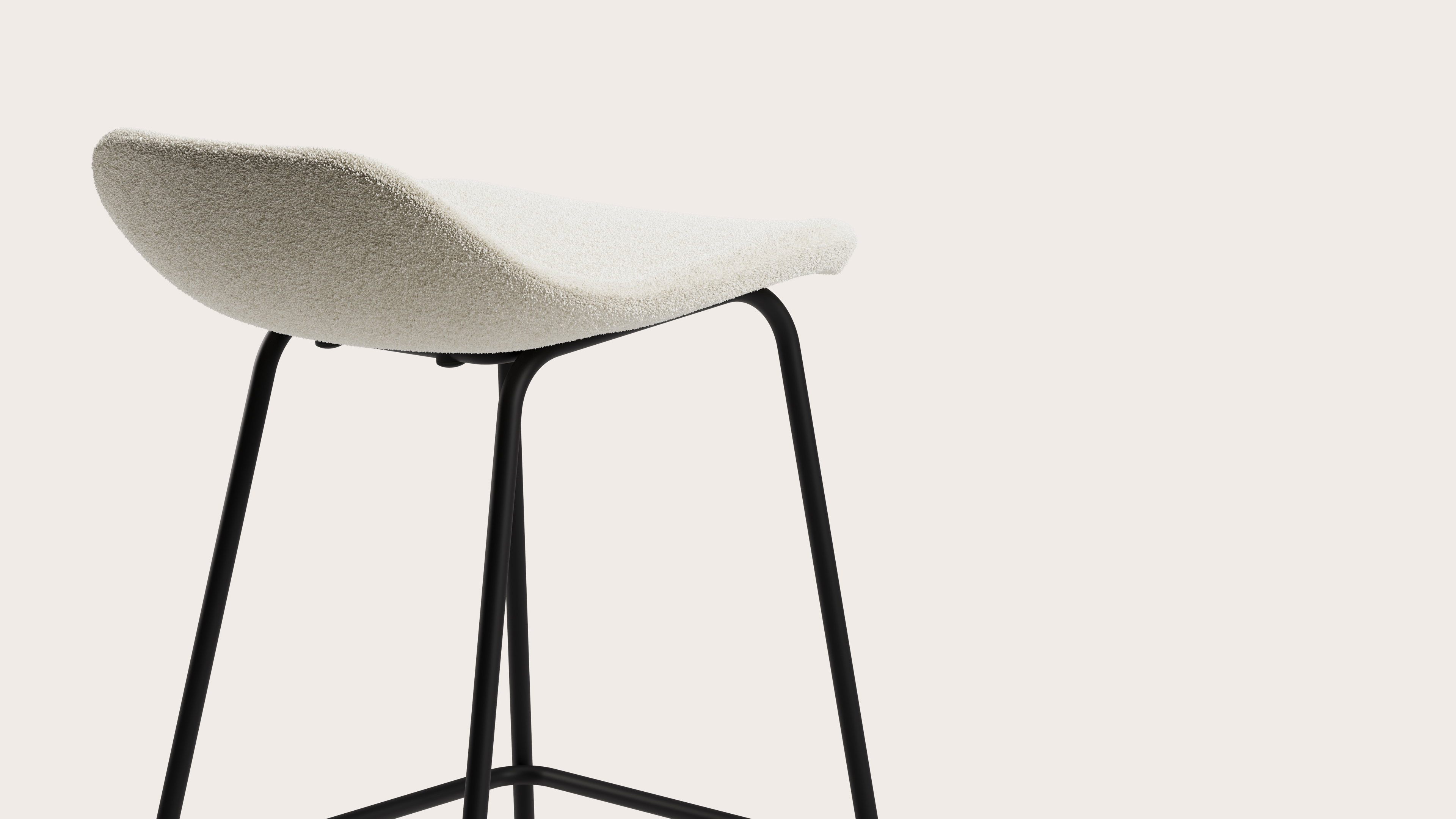 Vasco tabouret de bar basse en métal noir avec assise en Aria tissu Mastic