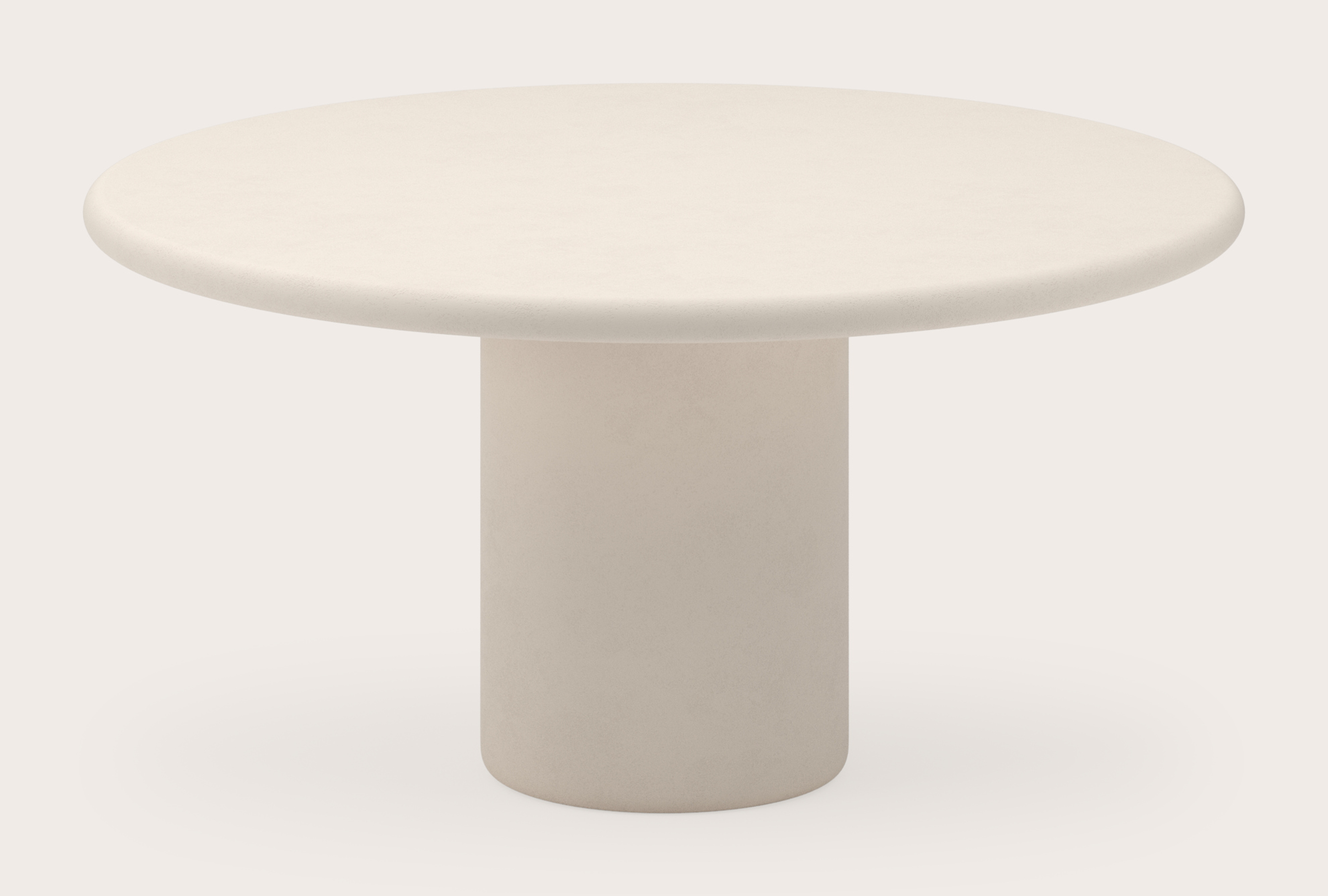 Table de salle à manger Artisano avec plateau Artisano rond en Claylime couleur Eggshell