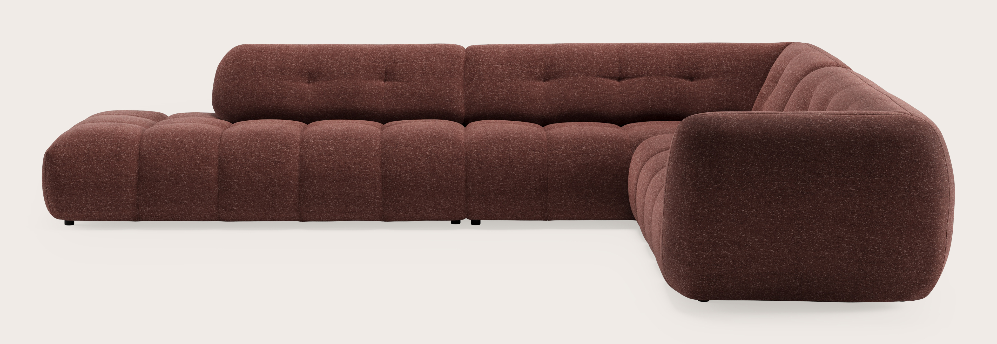 Chubbi canapé d'angle 6 places en Elviro tissu Burgundy