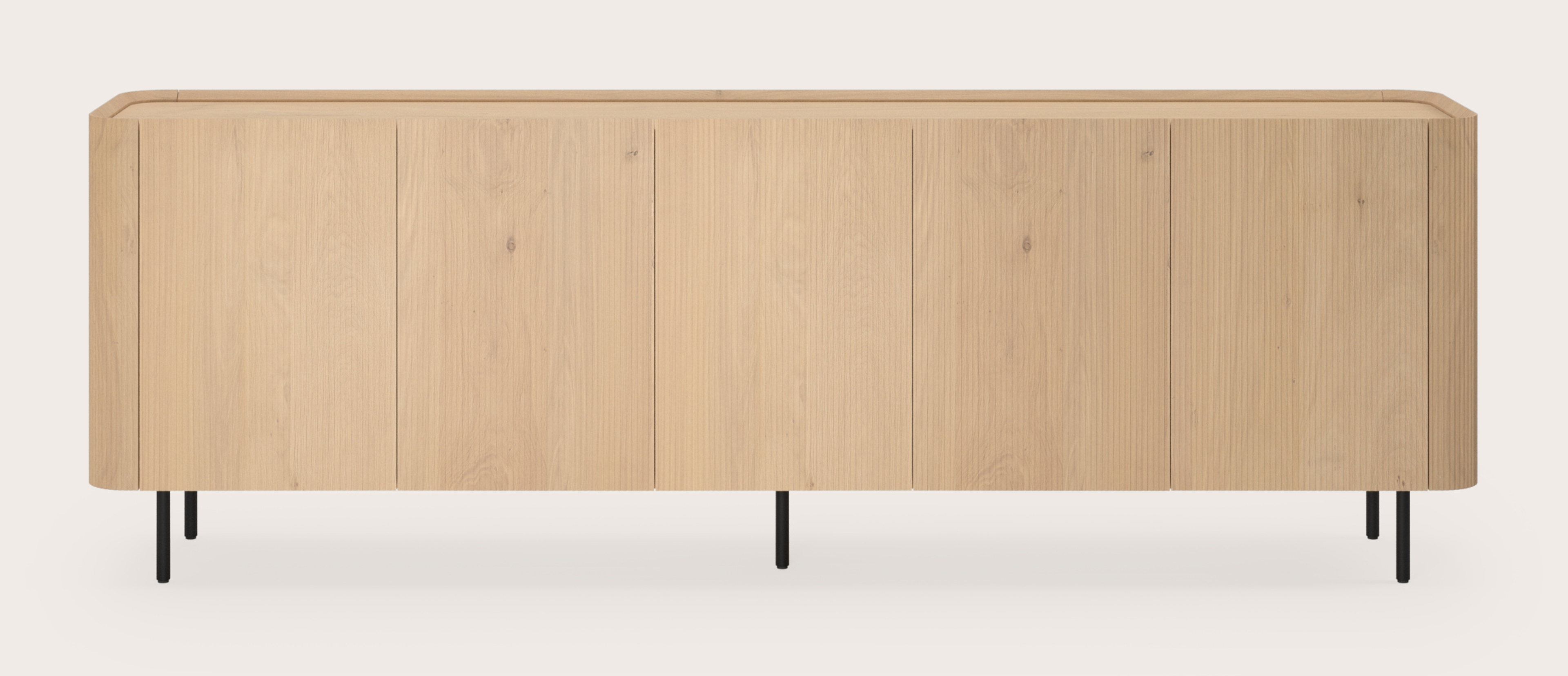 Grivato dressoir in natuurkleurige eik met ronde poten 249 x 45 cm