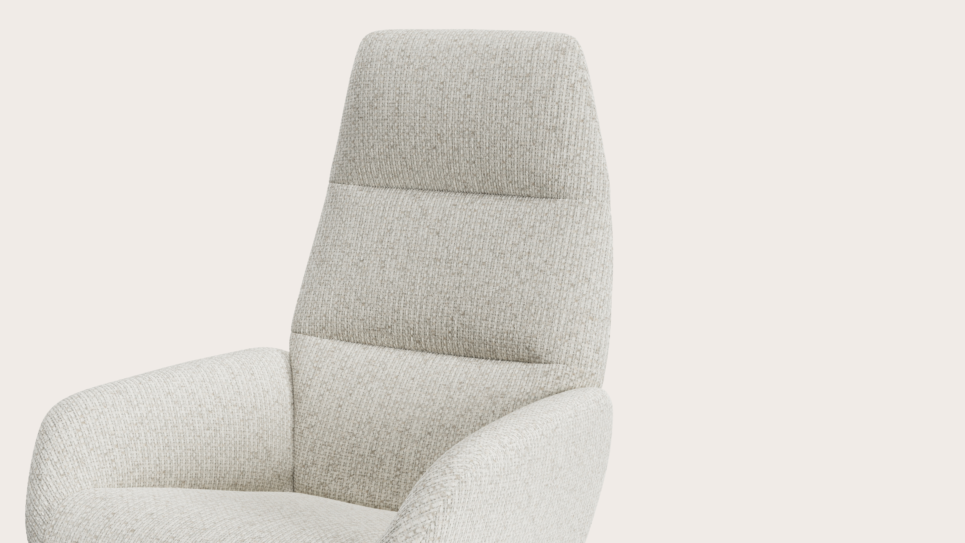 Lento relax fauteuil (push back functie) in Tessaro stof Oyster met poot in zwart metaal