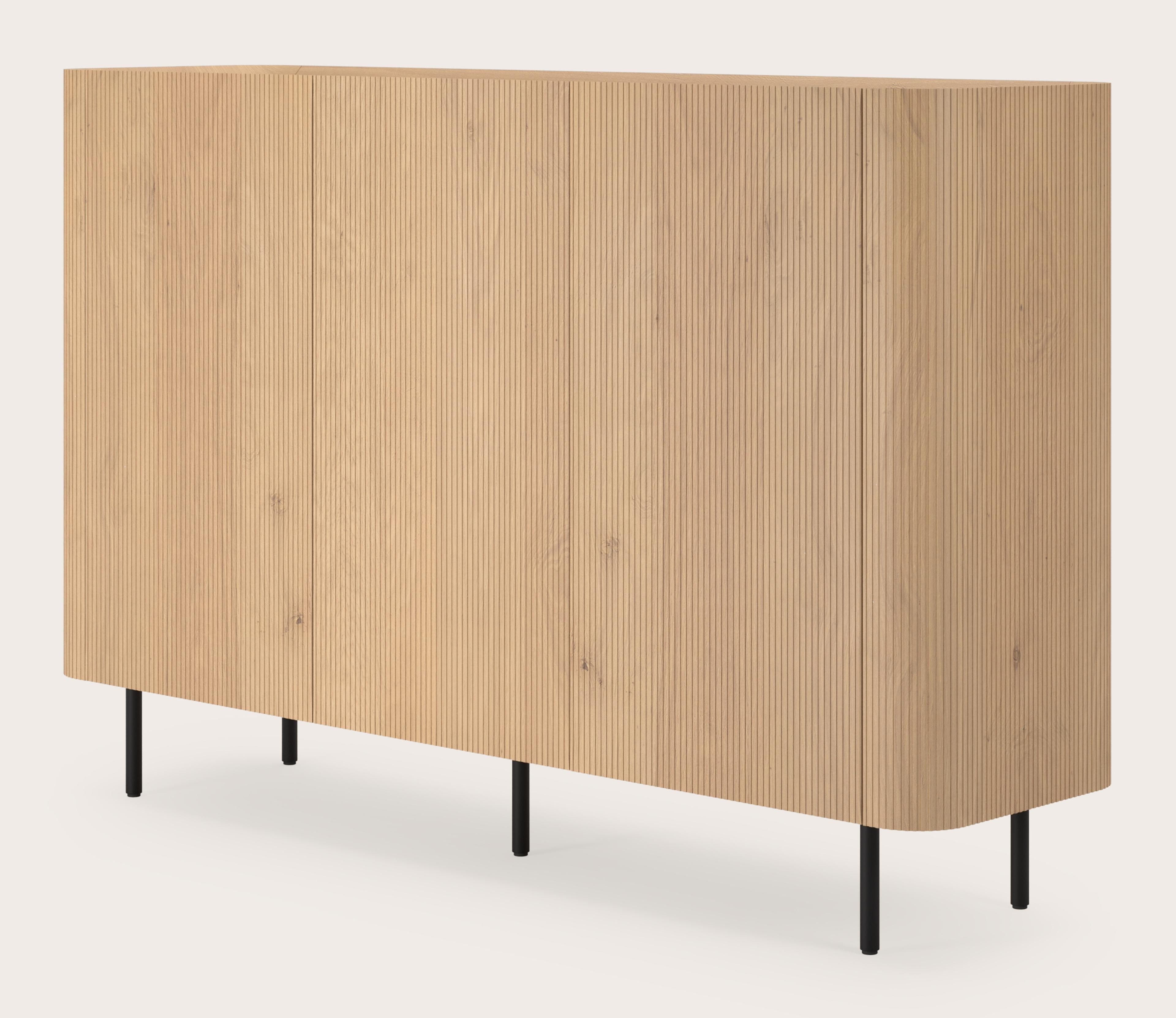 Grivato hoge dressoir in natuurkleurige eik met ronde poten 169 x 45 cm
