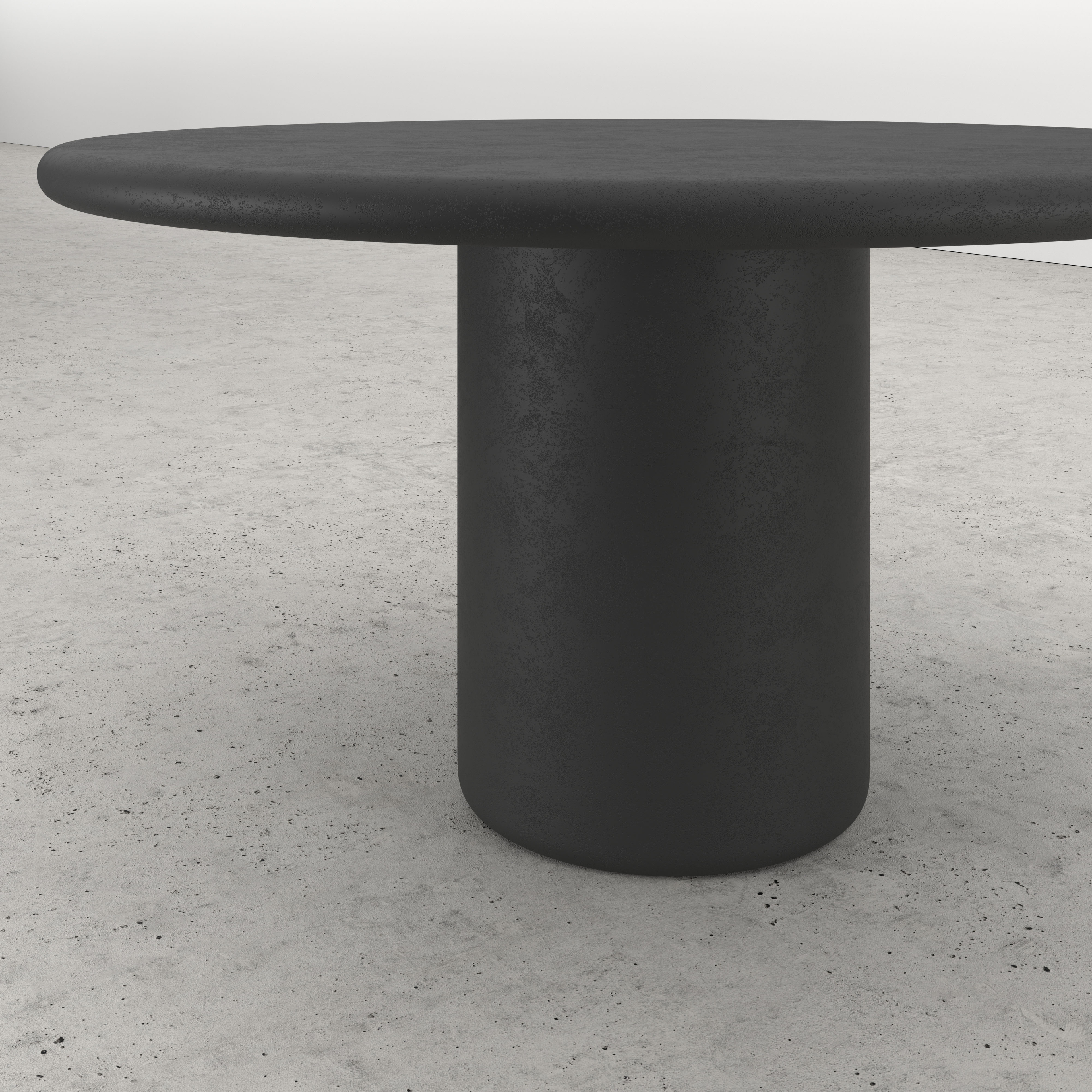 Eettafel Artisano met rond Artisano blad in Claylime kleur Charcoal