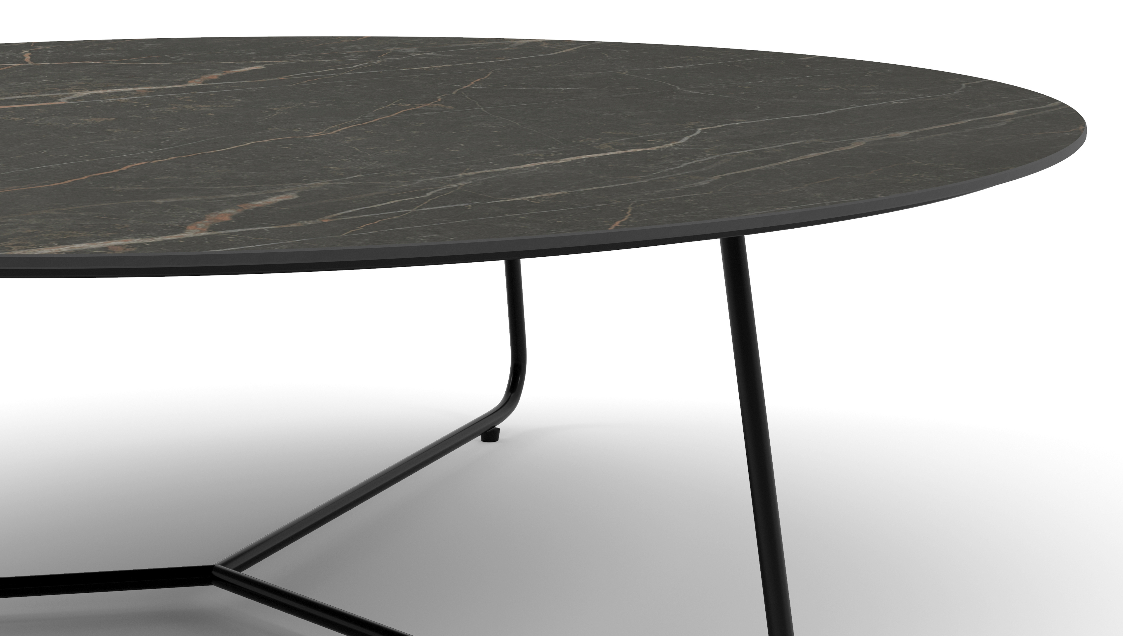 Table basse Marzo armature métal noir avec plateau de table Ceramo en céramique couleur Black Obsession