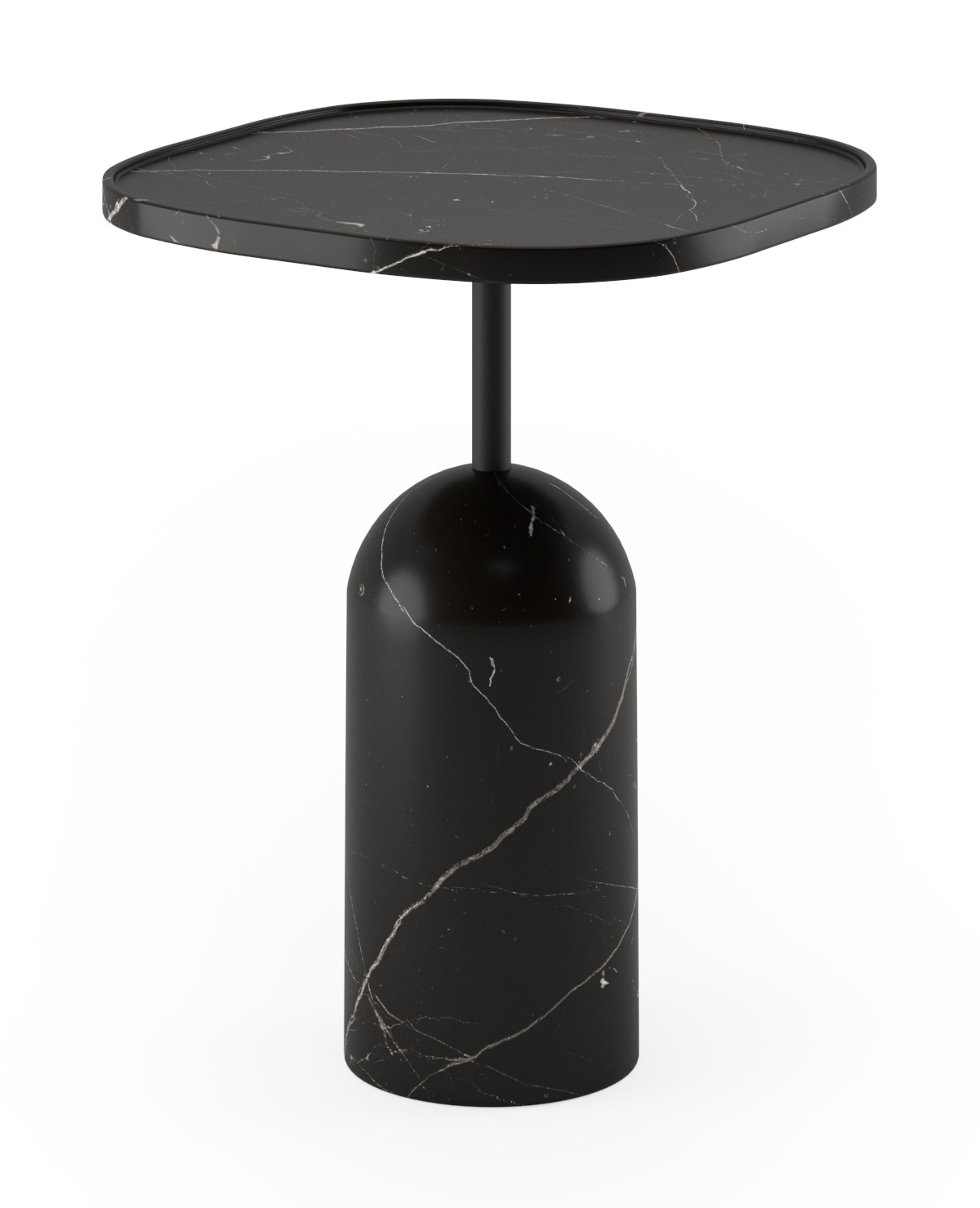 Table d'appoint Doppio avec plateau carré en marbre en couleur Nero Marquina 35 x 35 x 45 cm