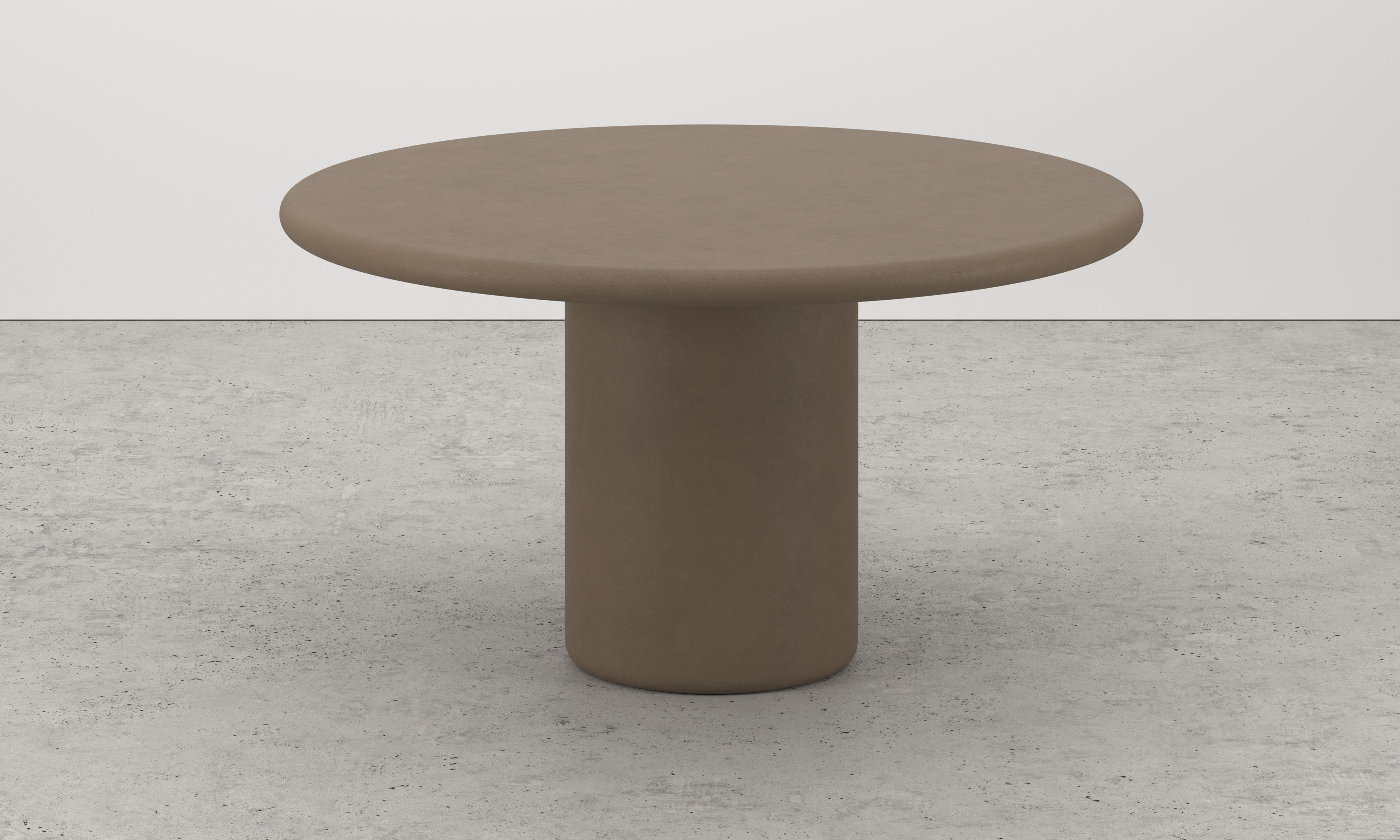 Eettafel Artisano met rond Artisano blad in Claylime kleur Desert