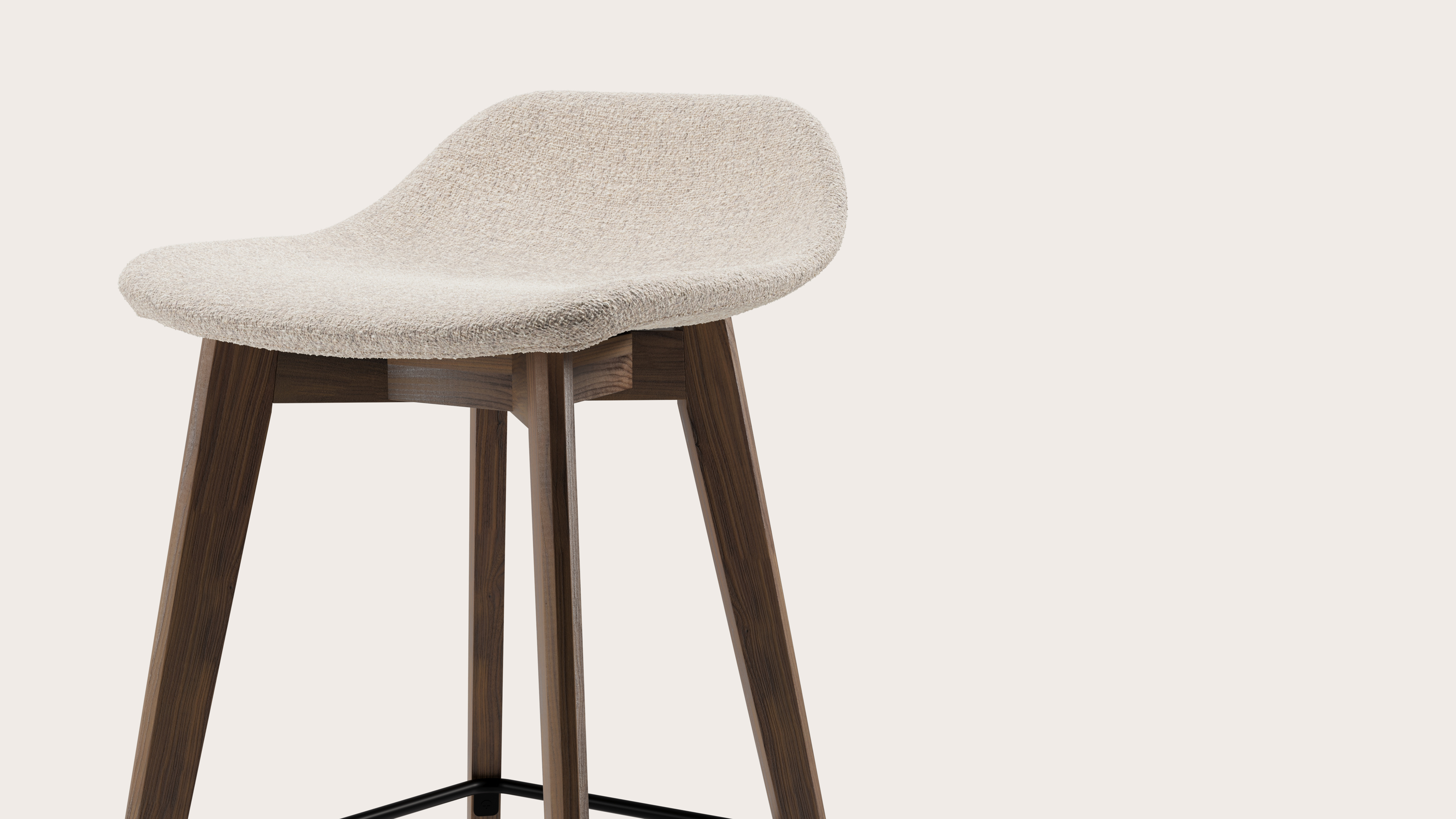 Vasco tabouret de bar haute noyer avec assise en Stanza tissu Natural