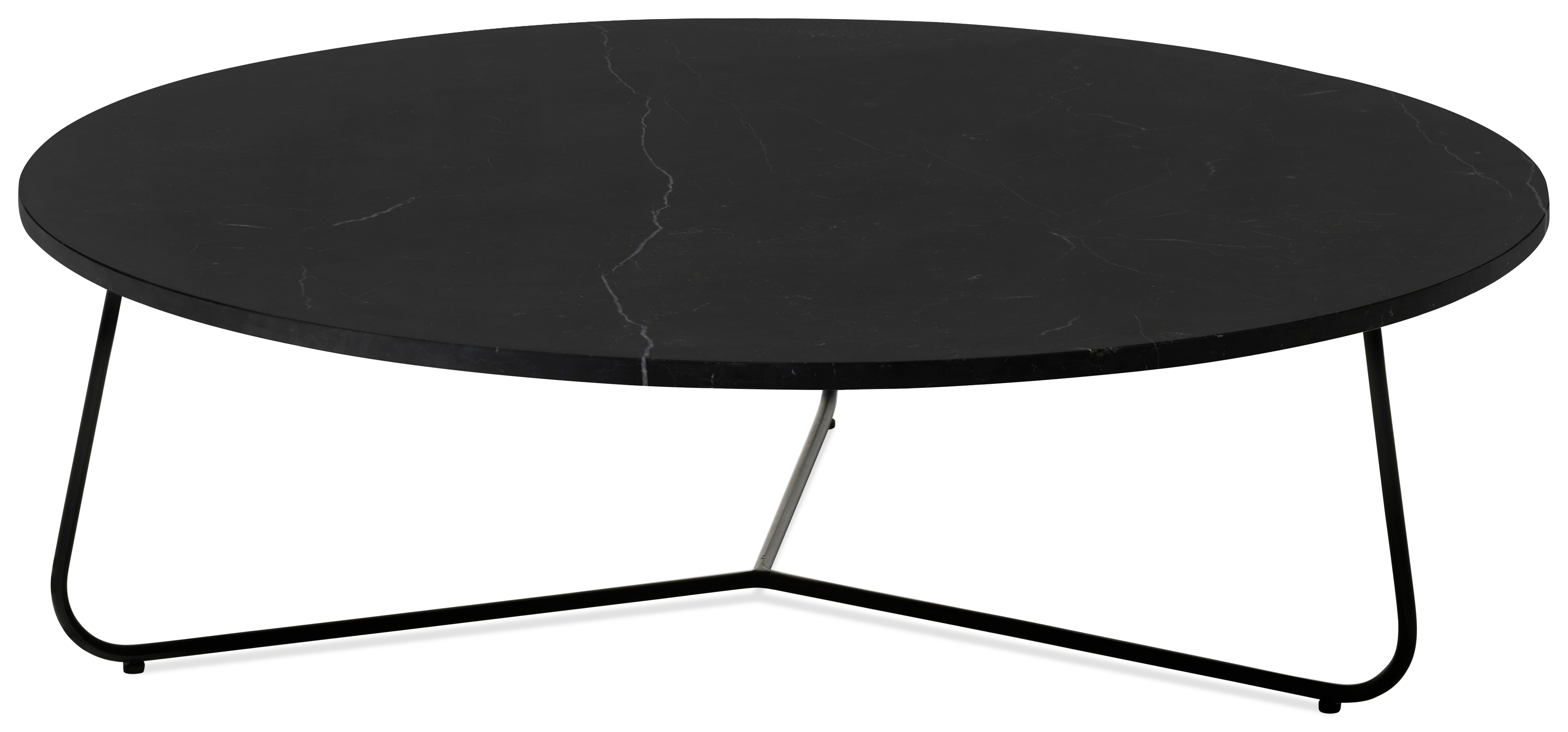 Salontafel Marzo onderstel zwart metaal met Pietro blad in marmer kleur Nero Marquina