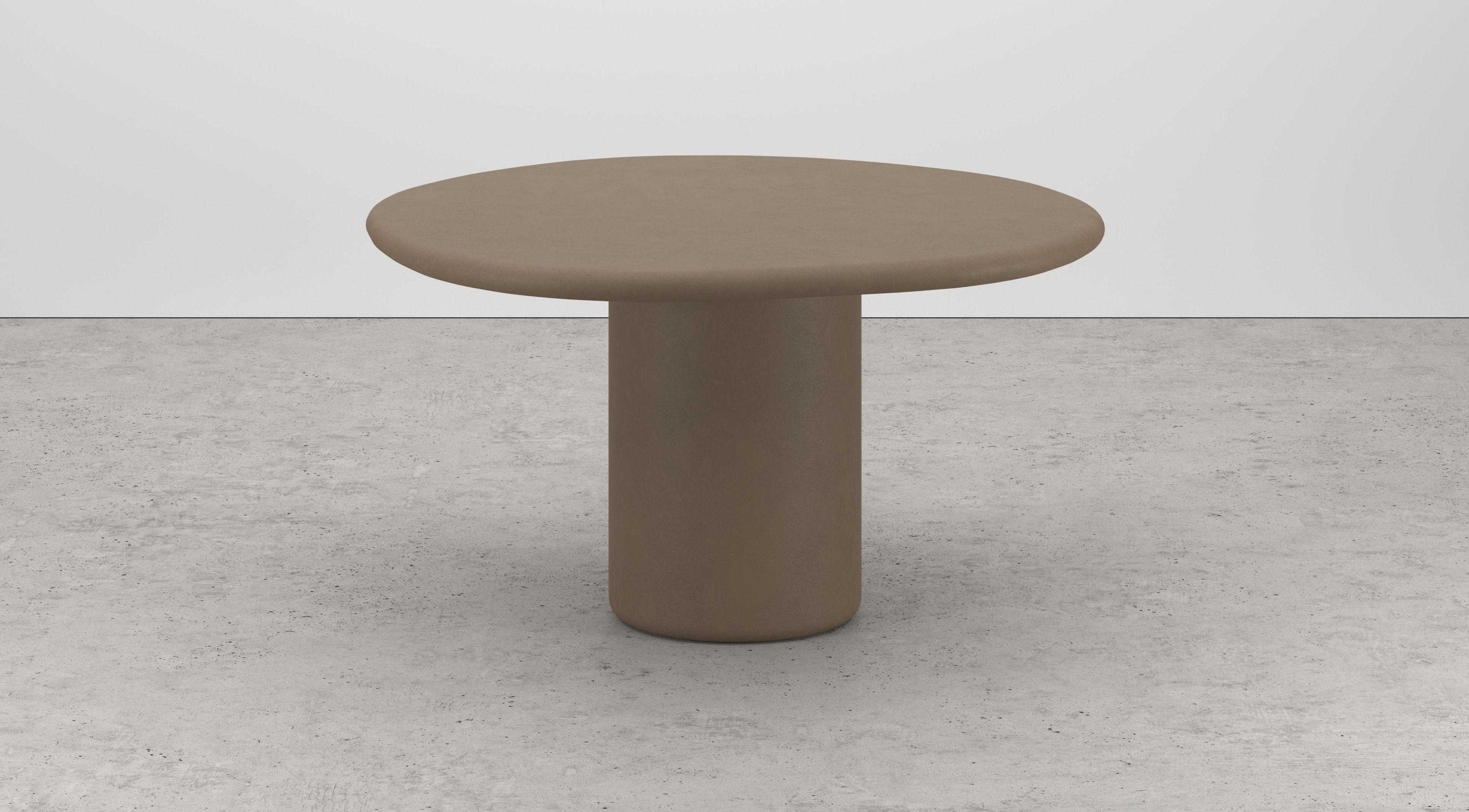Eettafel Artisano met pebblevormig Artisano blad in Claylime kleur Desert