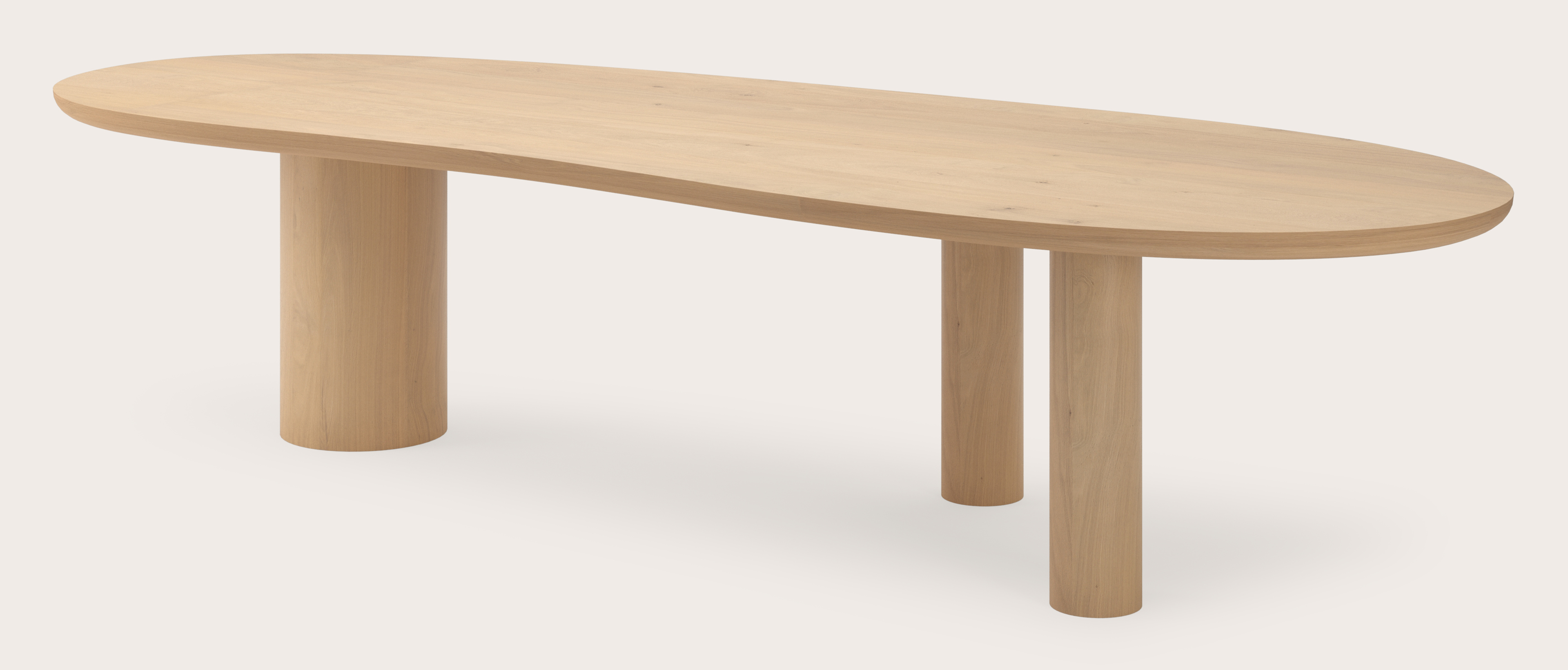 Table de salle à manger Amato Rondo armature avec plateau Amato en forme blob en chêne couleur naturelle 340 x 127 x 79 cm