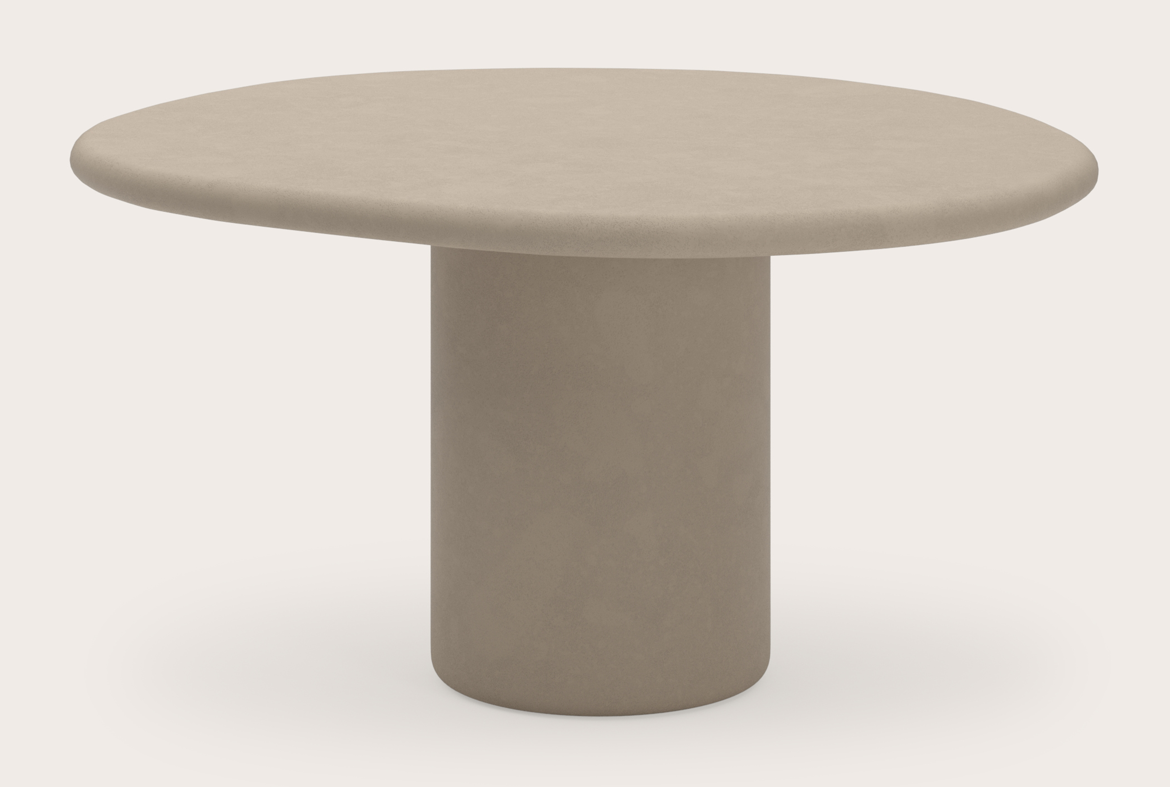 Eettafel Artisano met pebblevormig Artisano blad in Claylime kleur Limestone