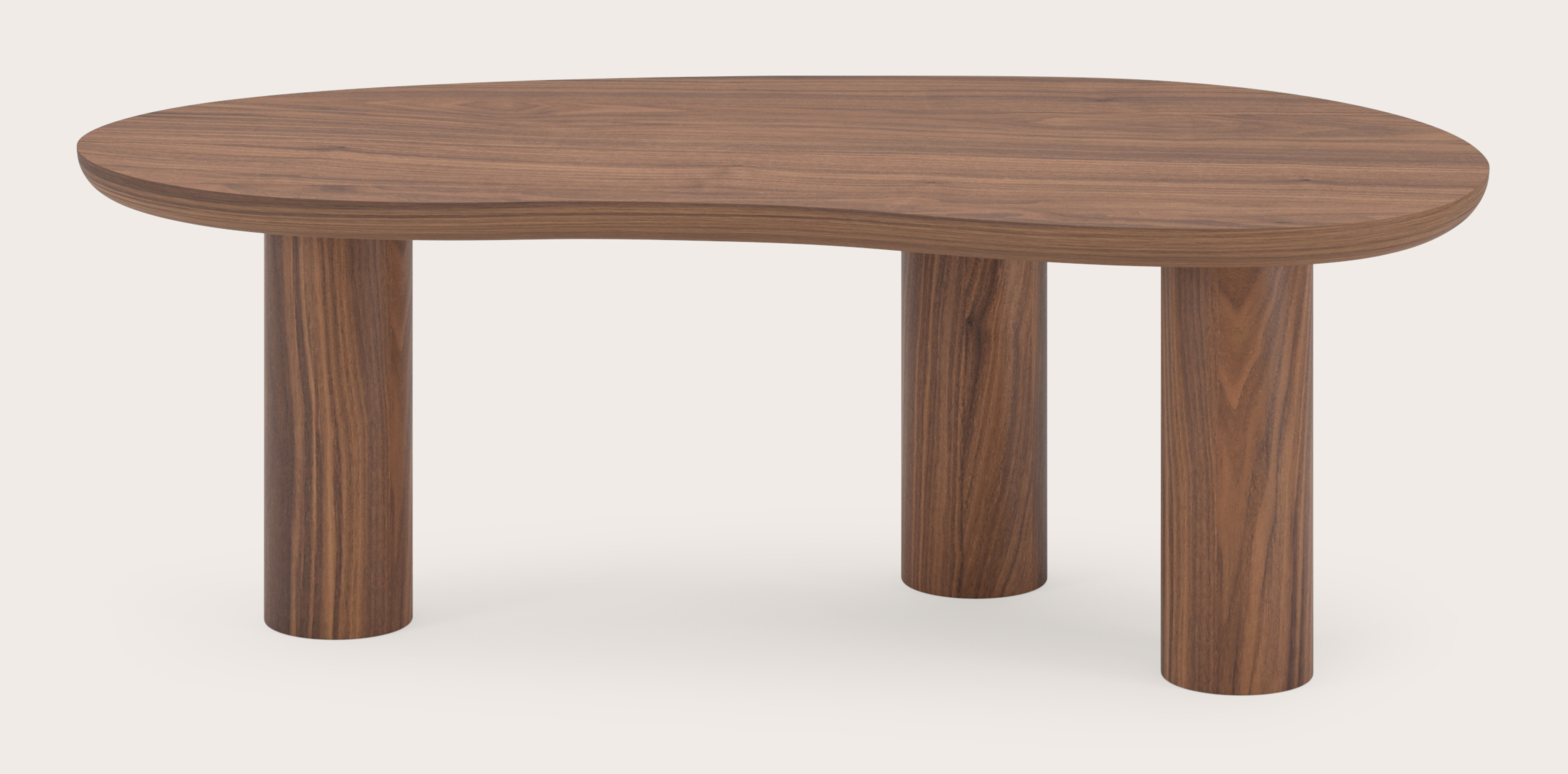 Table basse Amato XSmall Rondo armature avec plateau Amato en forme blob en noyer 113 x 56 x 39 cm