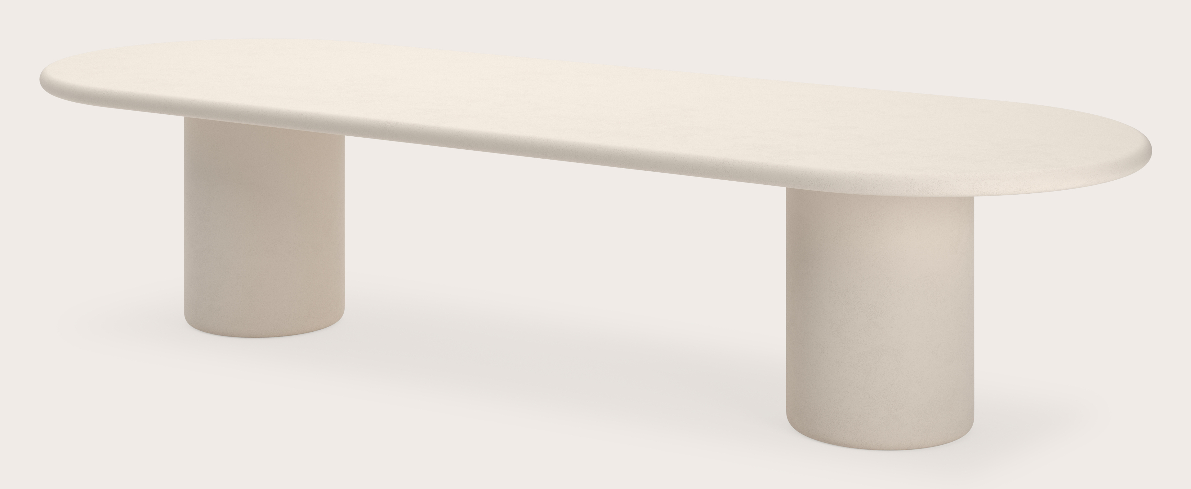 Table de salle à manger Artisano avec plateau Artisano ovale plat en Claylime couleur Eggshell
