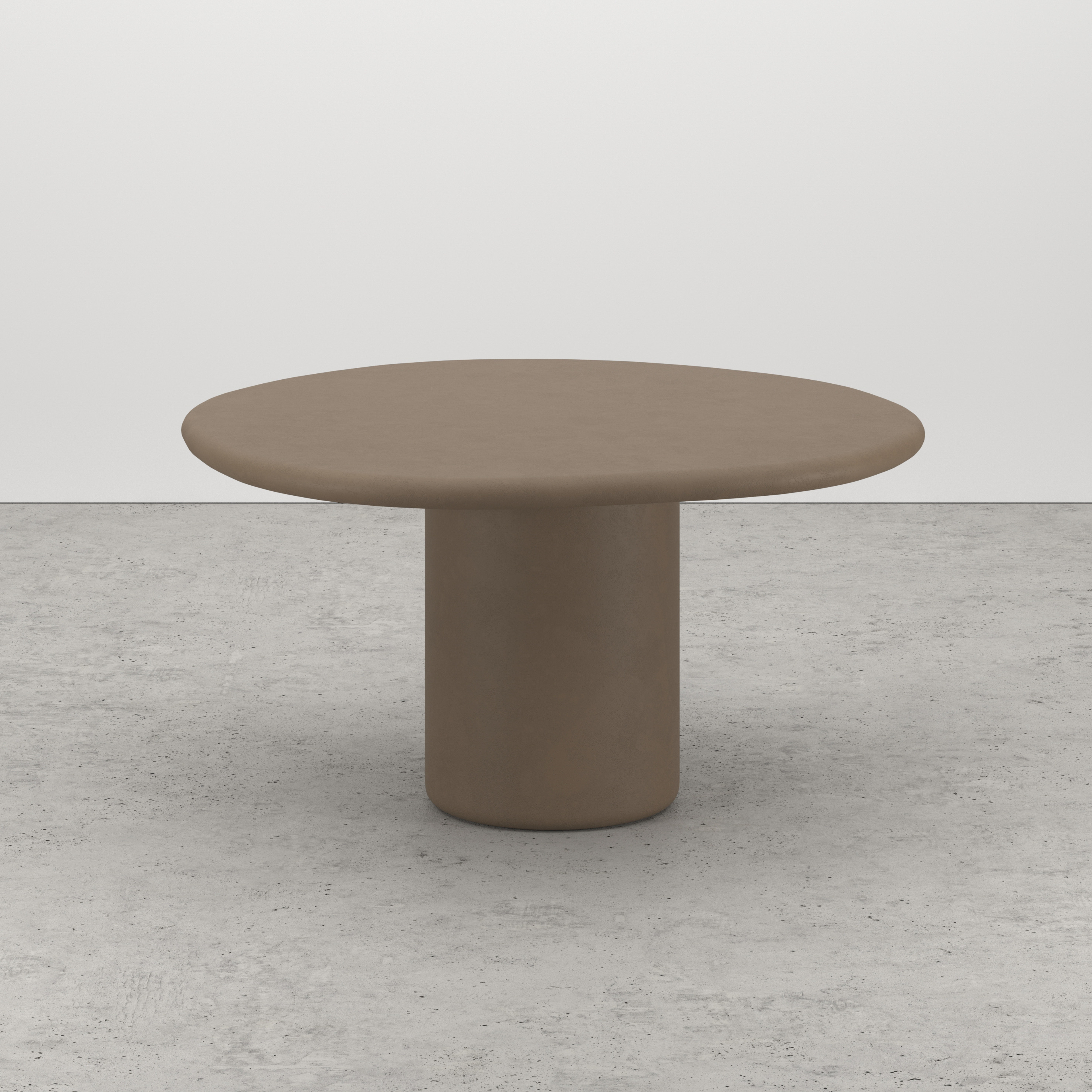 Table de salle à manger low dining Artisano forme pebble en Claylime couleur Desert 140 x 126 x 76 cm