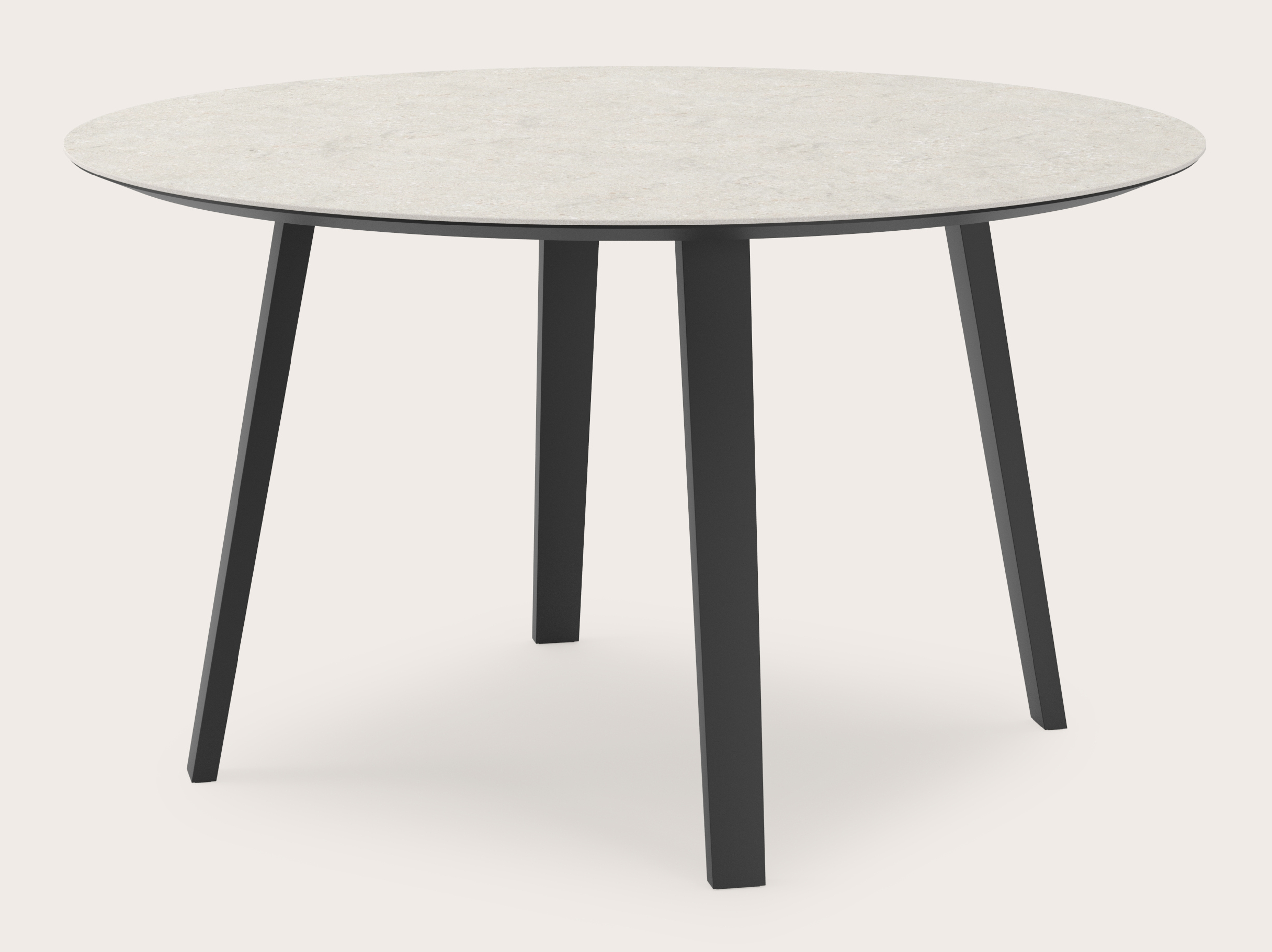 Eettafel Clino onderstel in zwart metaal met rond volkeramisch Ceramo blad in kleur Shilin Ø140 x 77 cm