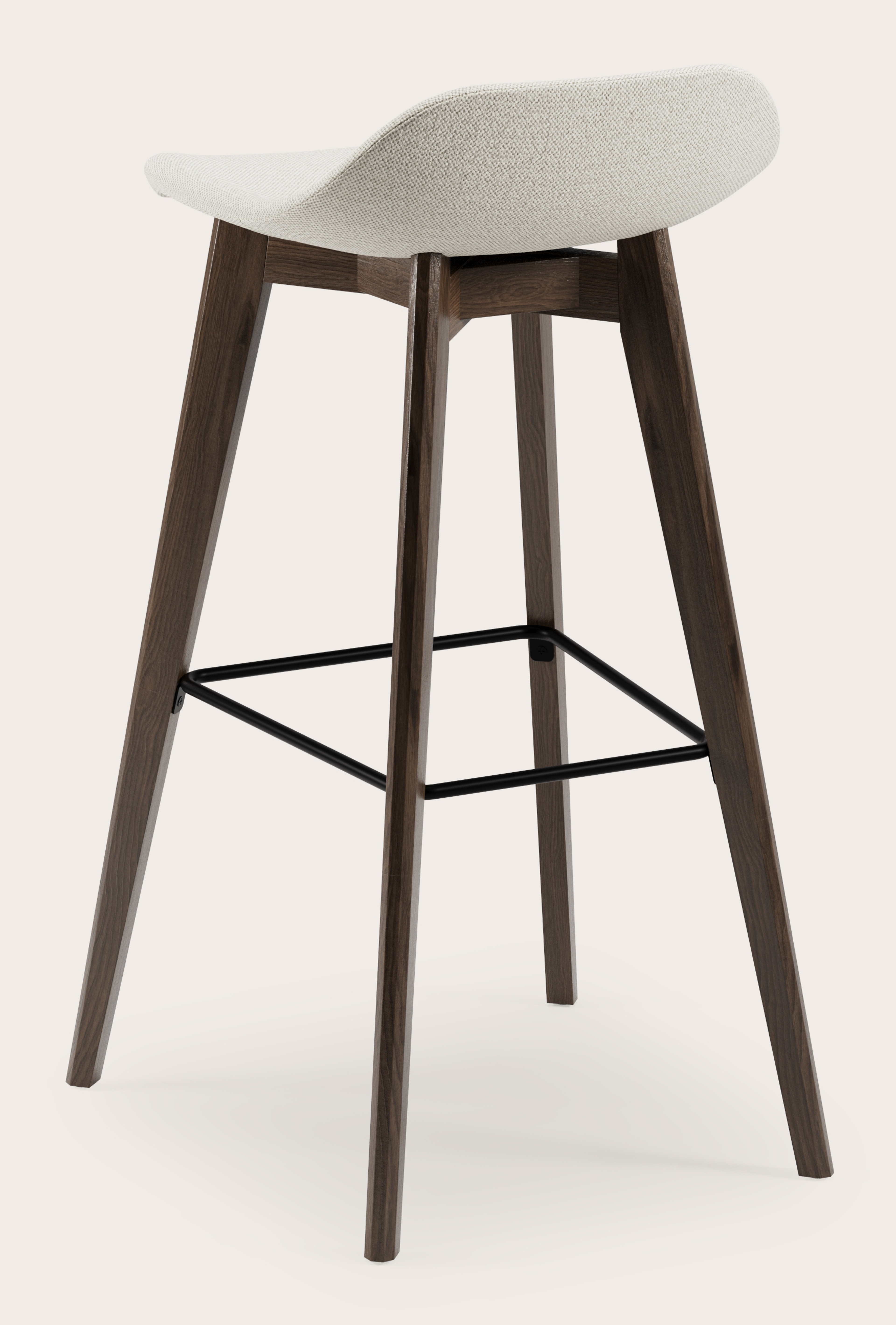 Vasco tabouret de bar haute chêne fumé avec assise en Brio tissu Linen