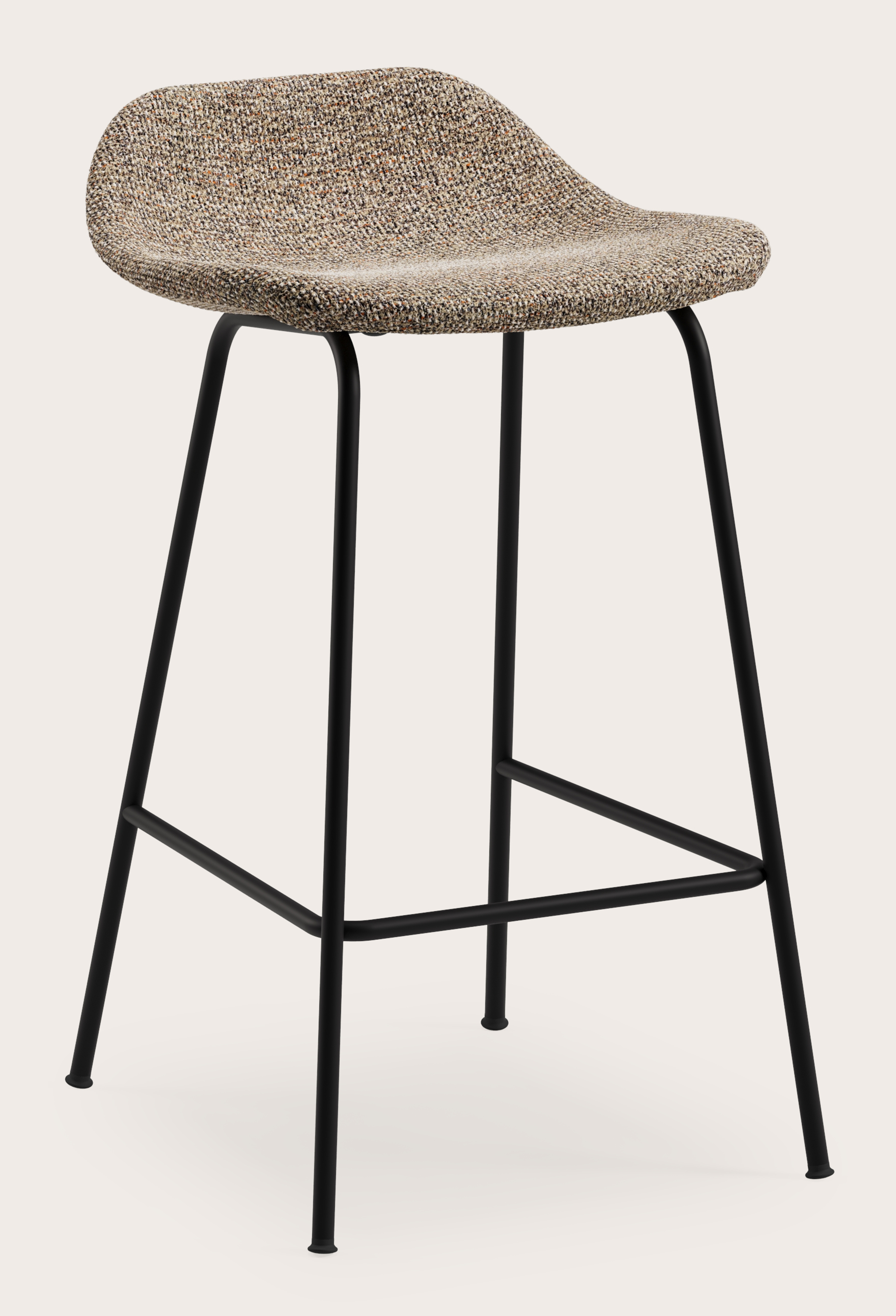 Vasco tabouret de bar basse en métal noir avec assise en Fresco tissu Wenge