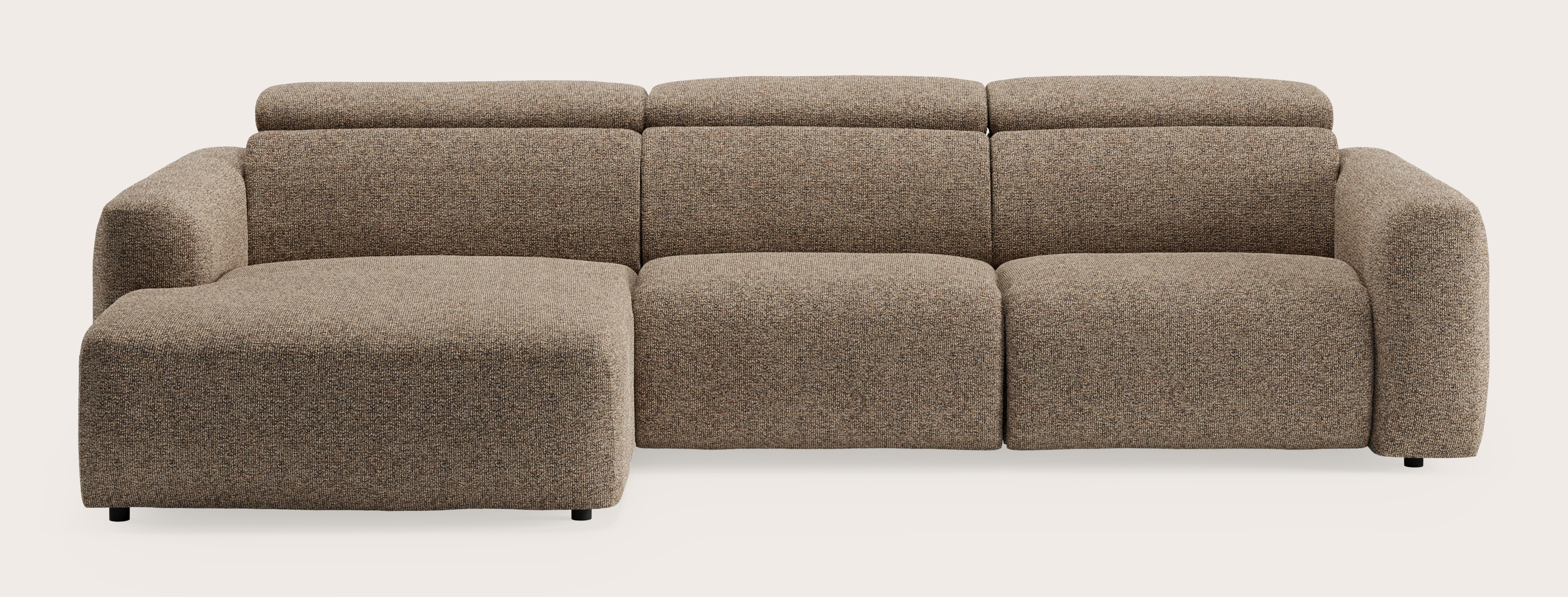 Canapé d'angle Lassa 3,5 places en Fresco tissu Wenge