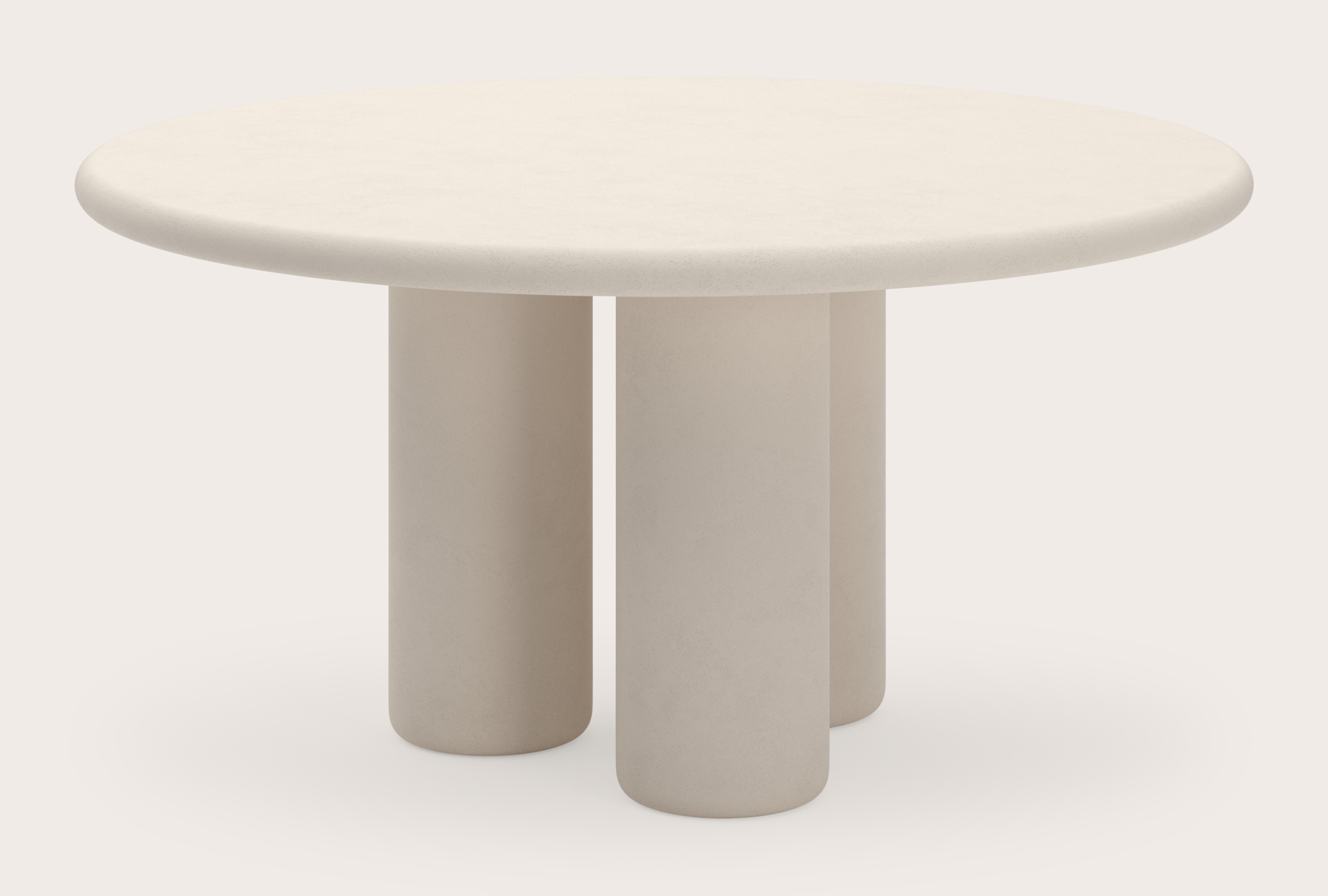 Table de salle à manger Artisano avec plateau Artisano rond en Claylime couleur Eggshell