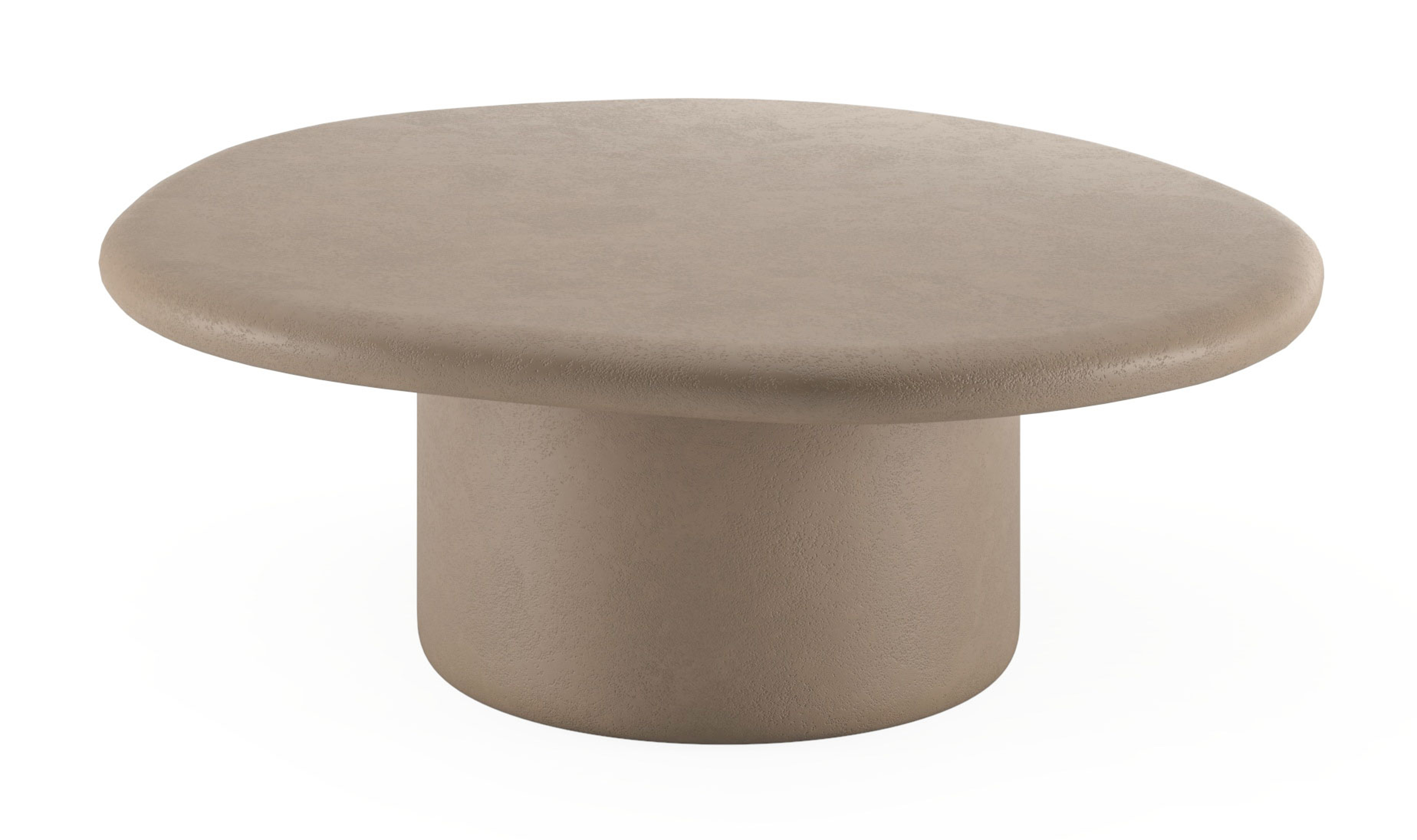 Salontafel Artisano XLarge onderstel met pebblevormig Artisano blad in Claylime kleur