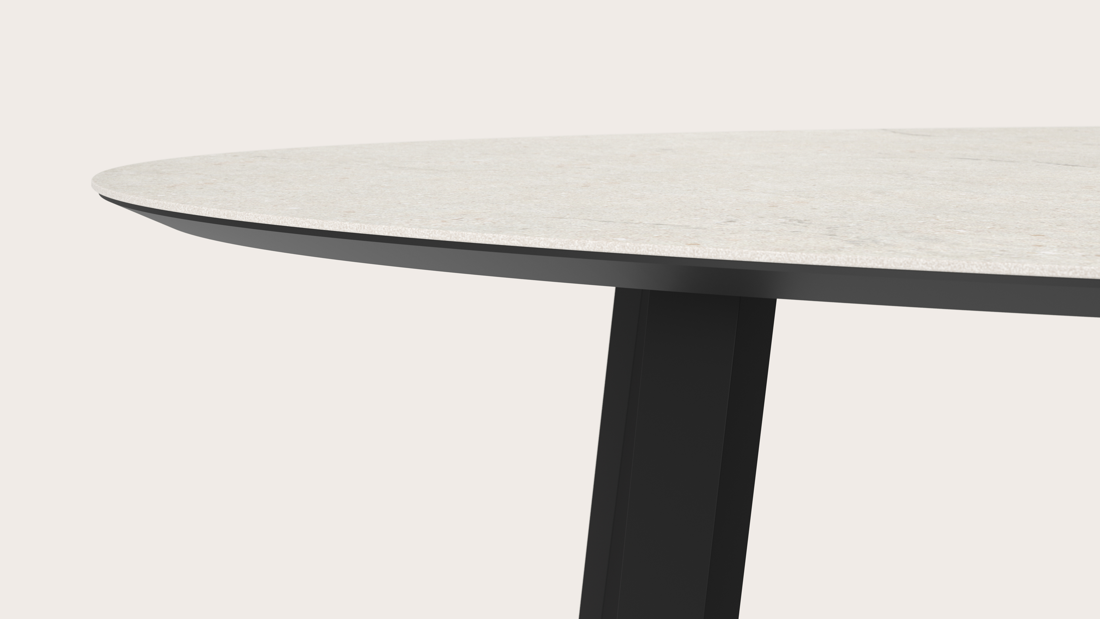 Table de salle à manger Clino armature en métal noir avec plateau Ceramo ovale en céramique en couleur Shilin 300 x 140 x 77 cm