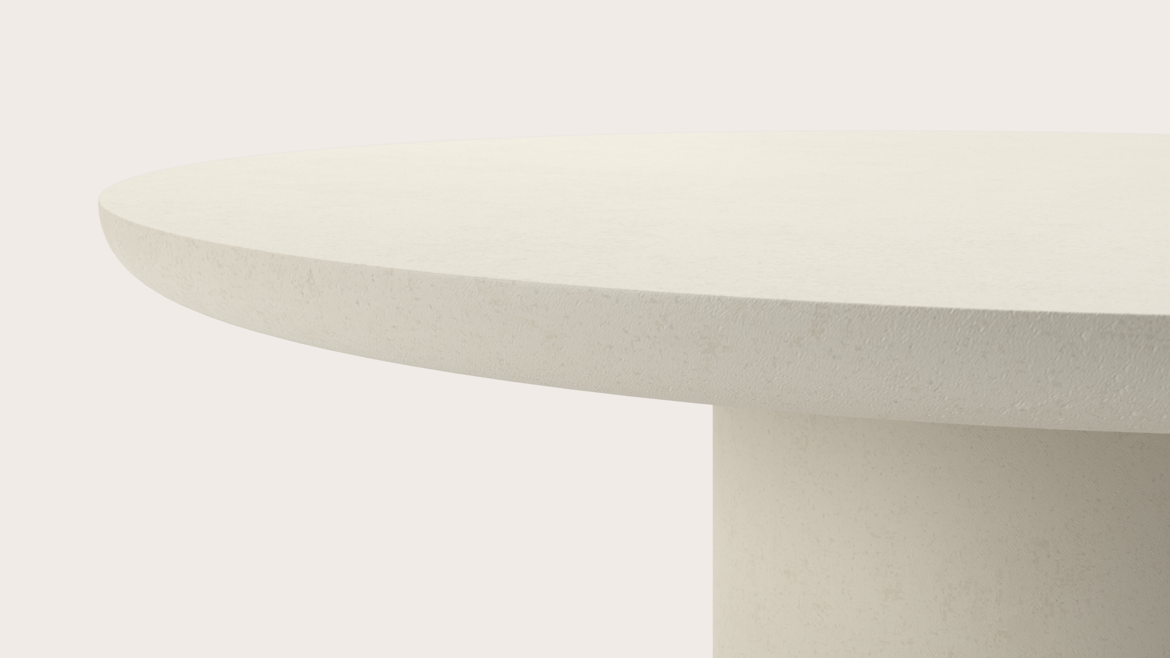 Eettafel Amato Rondo onderstel met rond  Amato blad in Claylime in kleur Ecru Ø140 x 76 cm