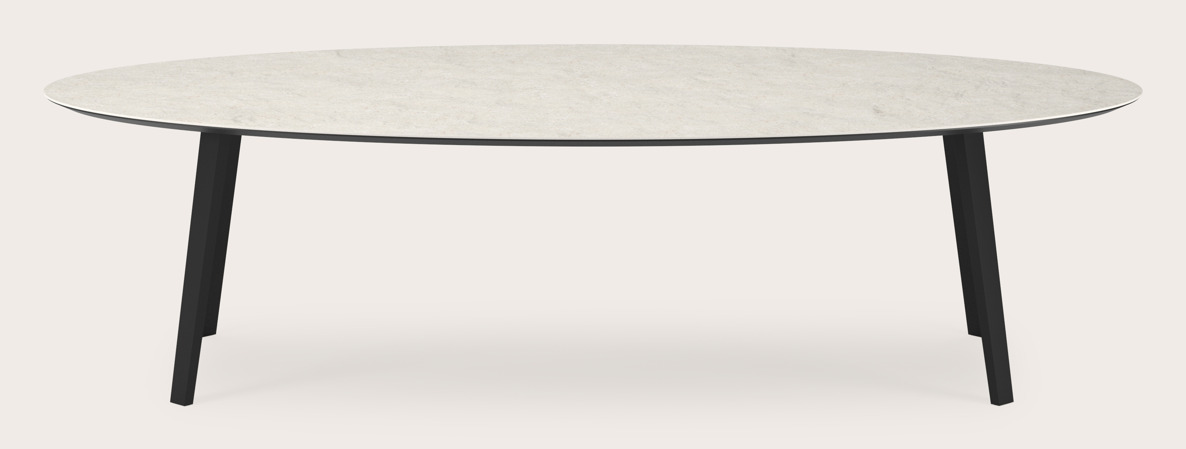 Table de salle à manger Clino armature en métal noir avec plateau Ceramo ovale en céramique en couleur Shilin 300 x 140 x 77 cm