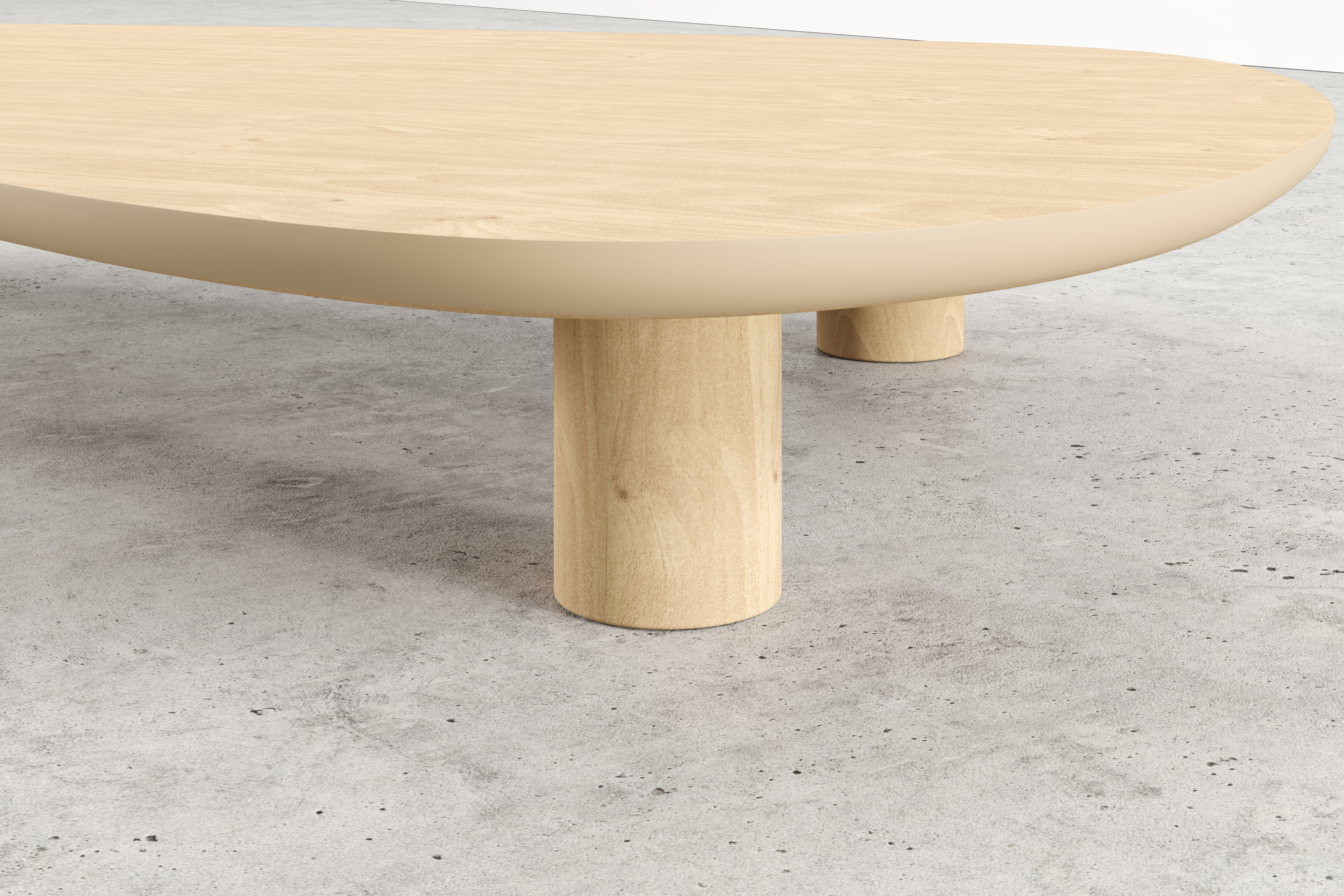 Salontafel Amato XSmall Rondo onderstel met plectrumvormig Amato blad in natuurkleurige eik 180 x 125 x 24 cm