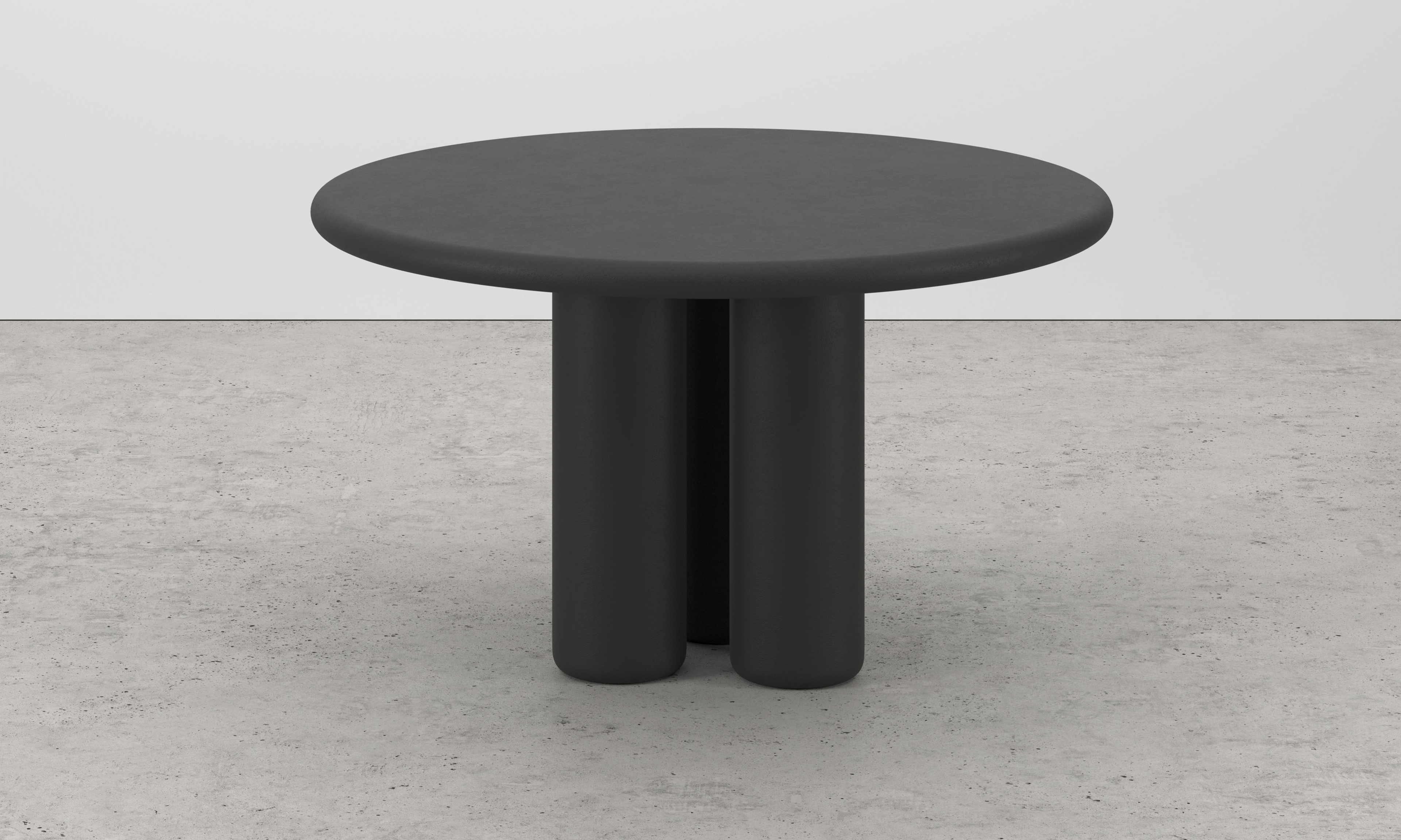 Eettafel Artisano met rond Artisano blad in Claylime kleur Charcoal