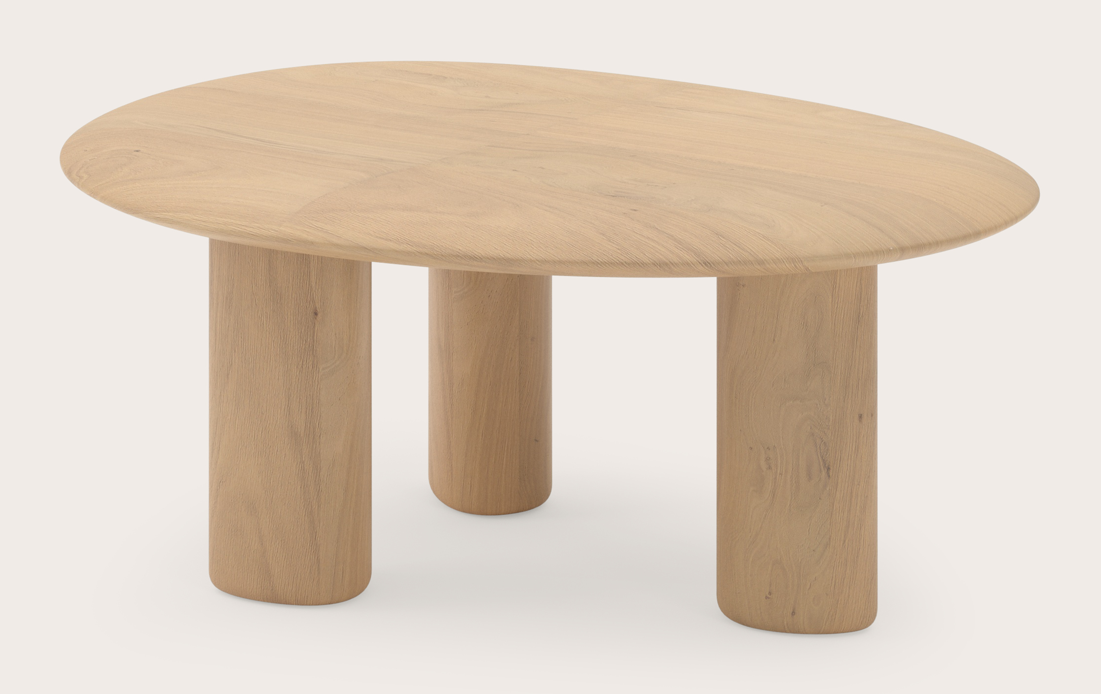 Table basse Volanto armature en chêne naturel avec plateau ovale organique en chêne naturel 80 x 62 x 34 cm