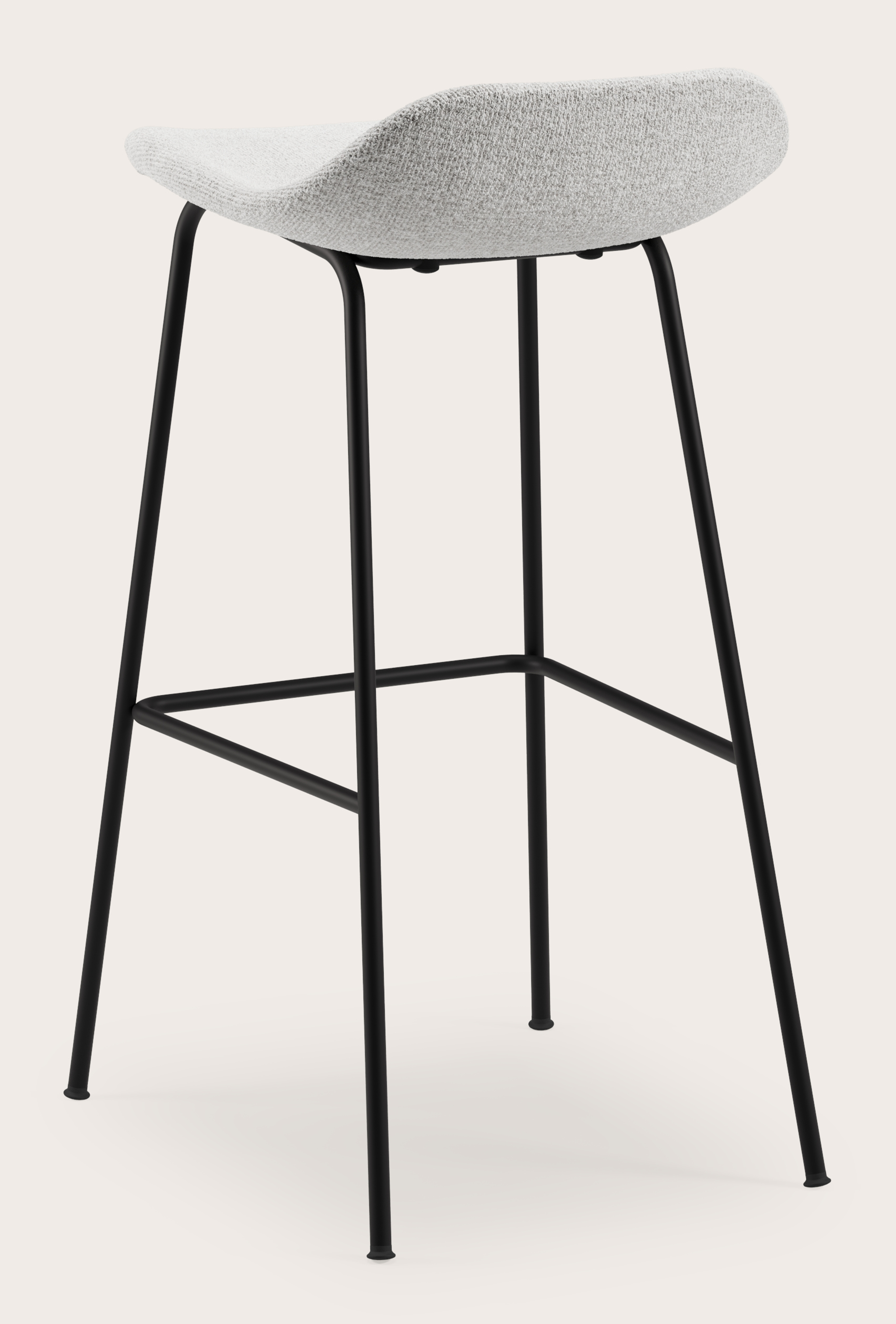 Vasco tabouret de bar haute métal noir avec assise en Nova tissu Lunar