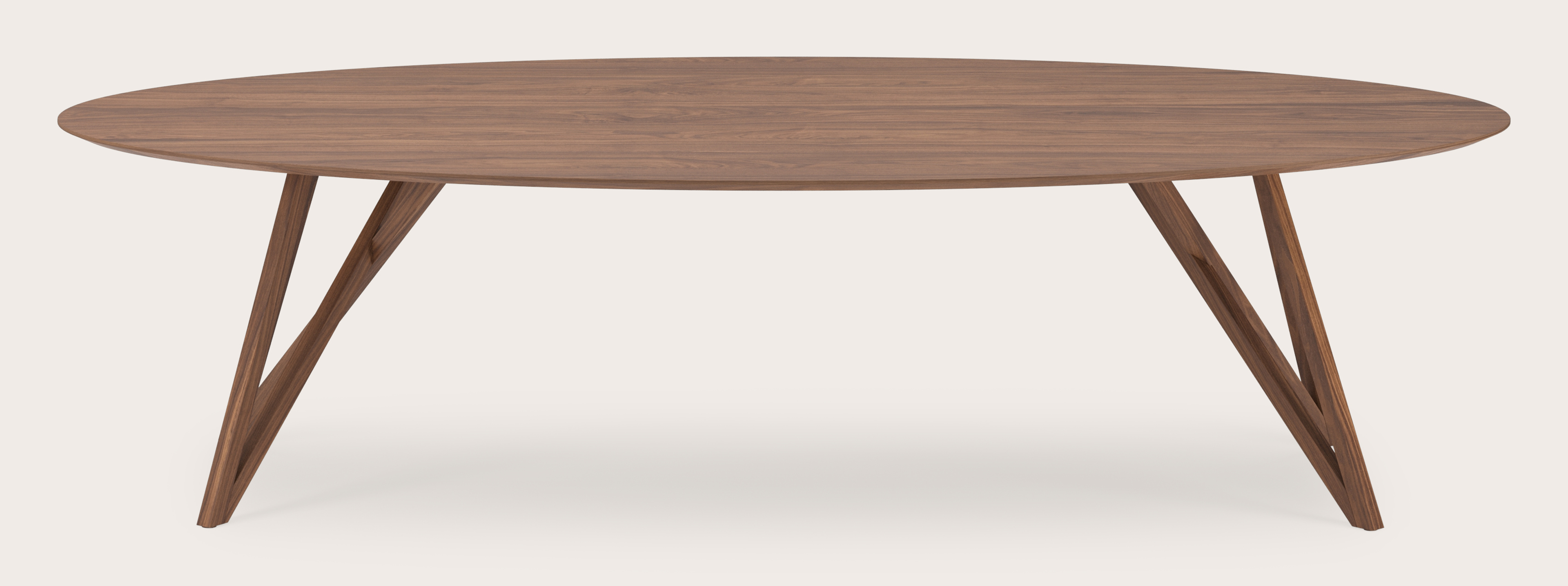 Table de salle à manger Ragno armature en noyer avec plateau Finesso en forme ovale en noyer 300 x 140 x 77 cm