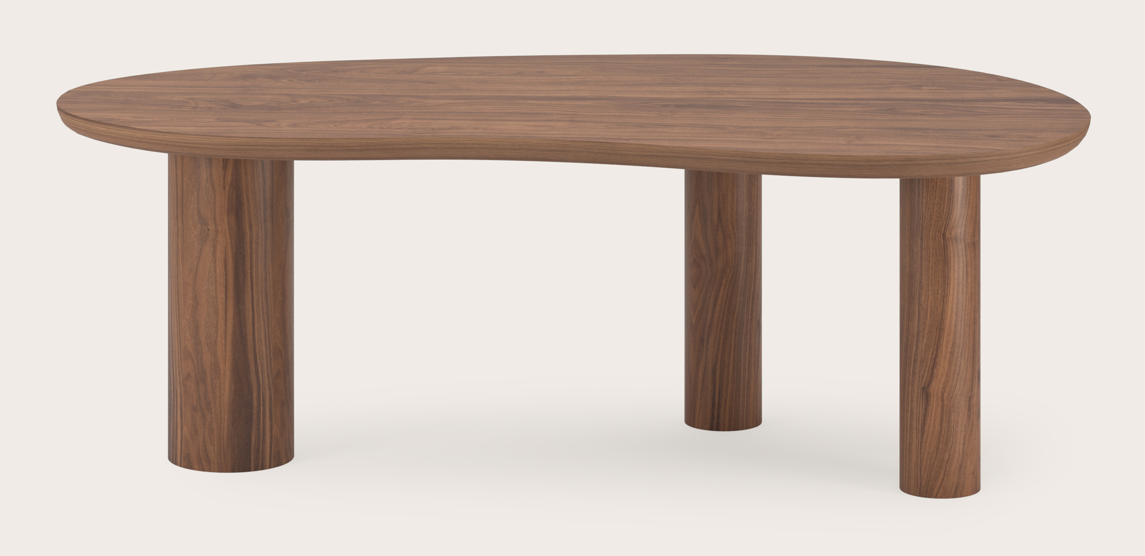 Table de salle à manger Amato Rondo armature avec plateau Amato en forme blob en noyer 220 x 112 x 76 cm