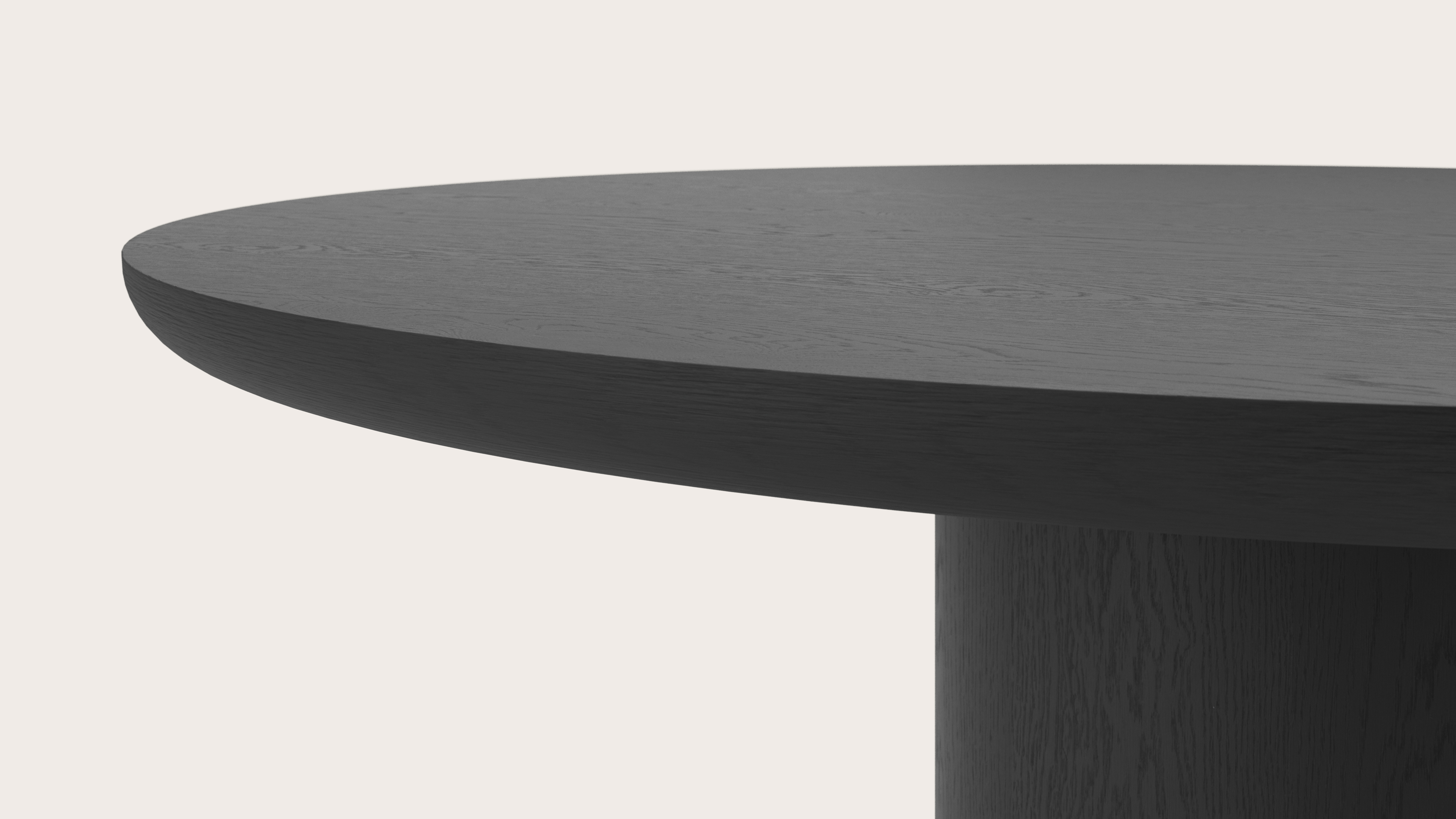 Eettafel Amato Rondo onderstel met rond Amato blad in zwarte eik Ø150 x 79 cm
