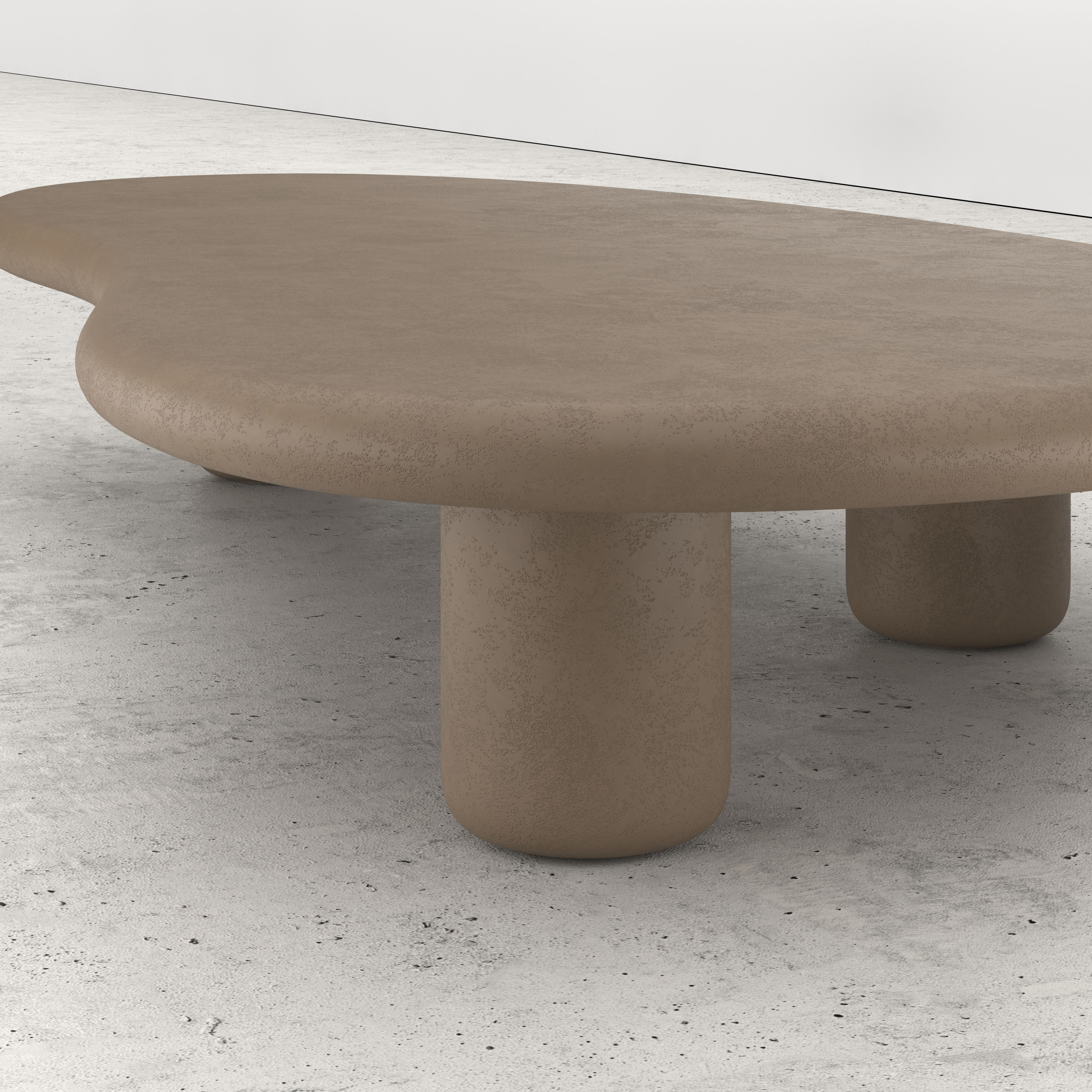 Salontafel Artisano Small onderstel met blobvormig Artisano blad in Claylime kleur