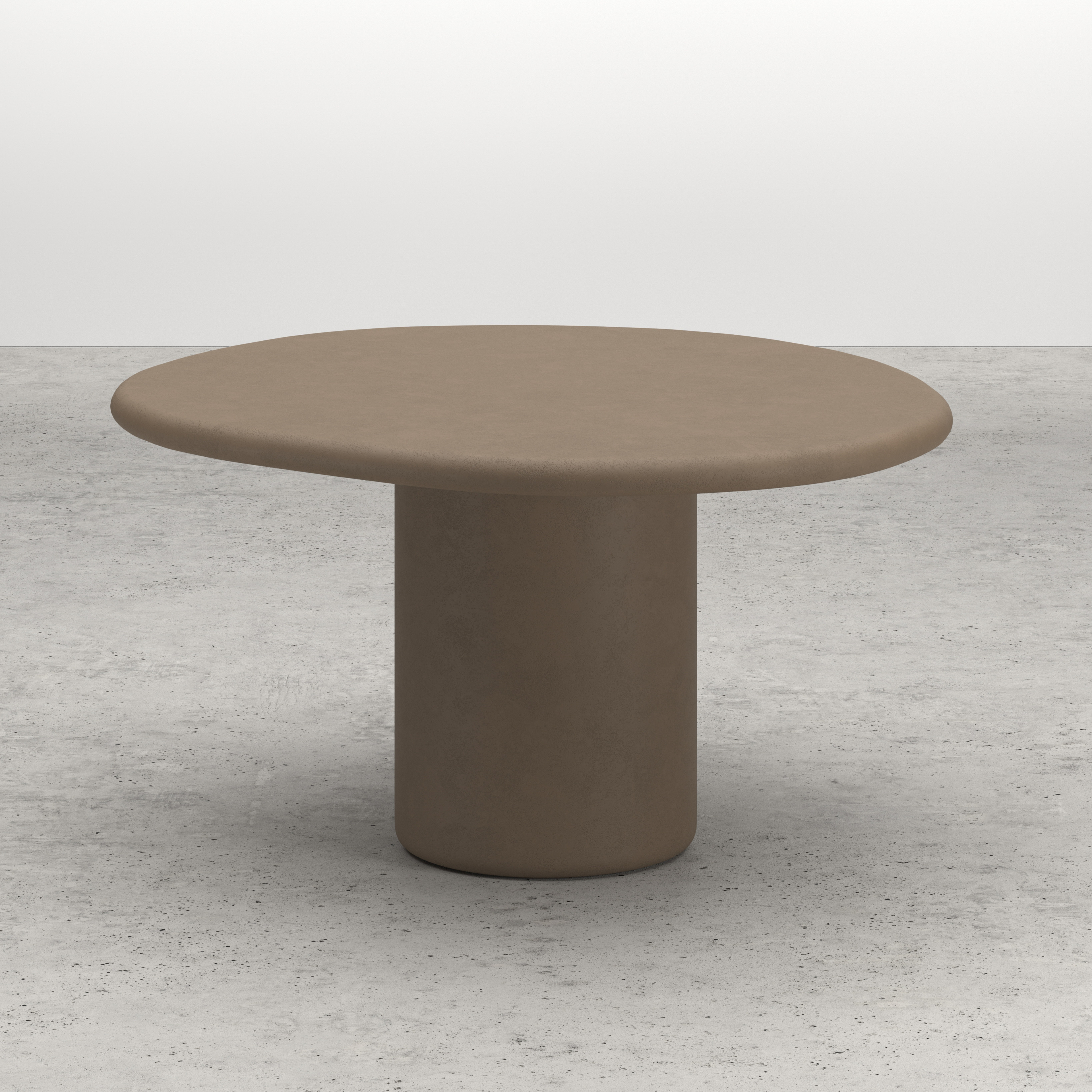 Table de salle à manger low dining Artisano forme pebble en Claylime couleur Desert 140 x 126 x 76 cm