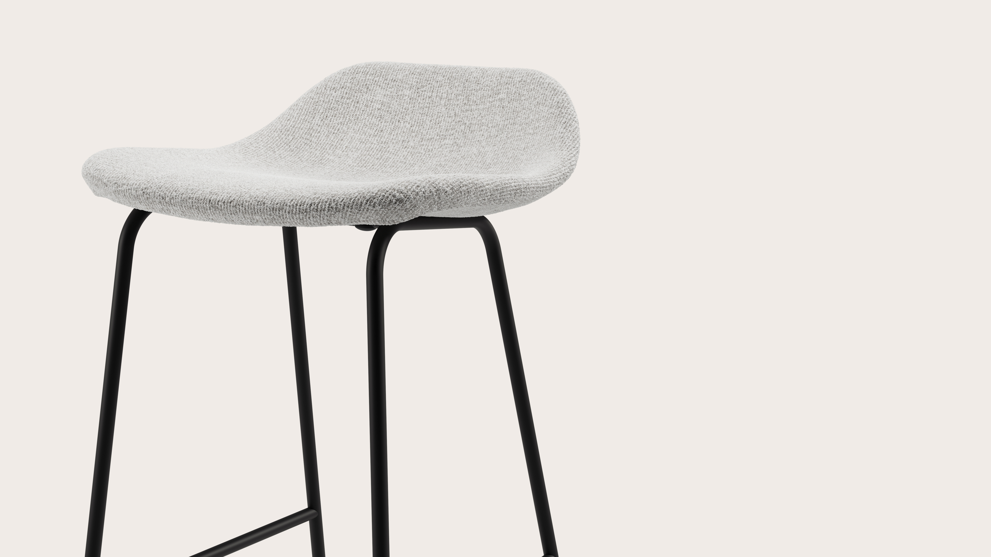 Vasco tabouret de bar haute métal noir avec assise en Nova tissu Lunar