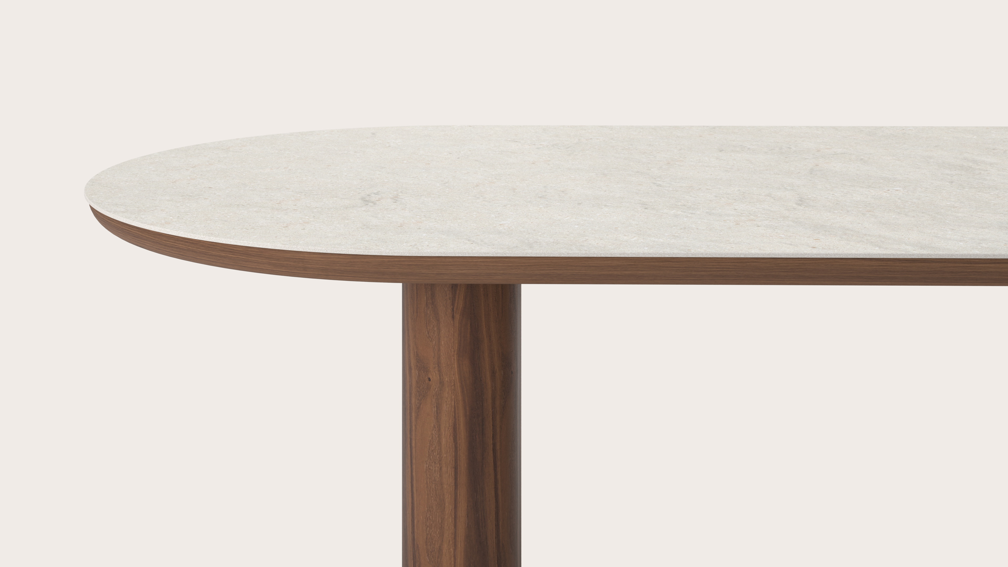 Table de salle à manger Amato Rondo armature en noyer avec plateau Ceramo ovale plat en céramique en couleur Shilin 260 x 115 x 76 cm