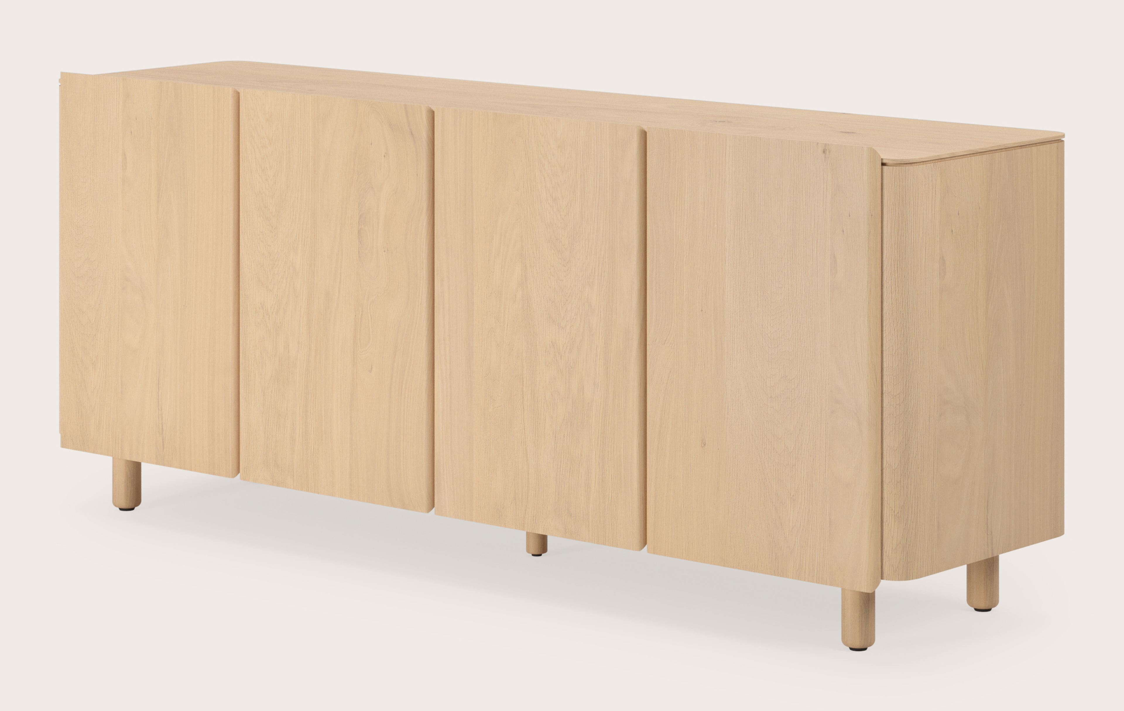 Belloni dressoir in natuurkleurige eik met houten poten 180x47x62cm