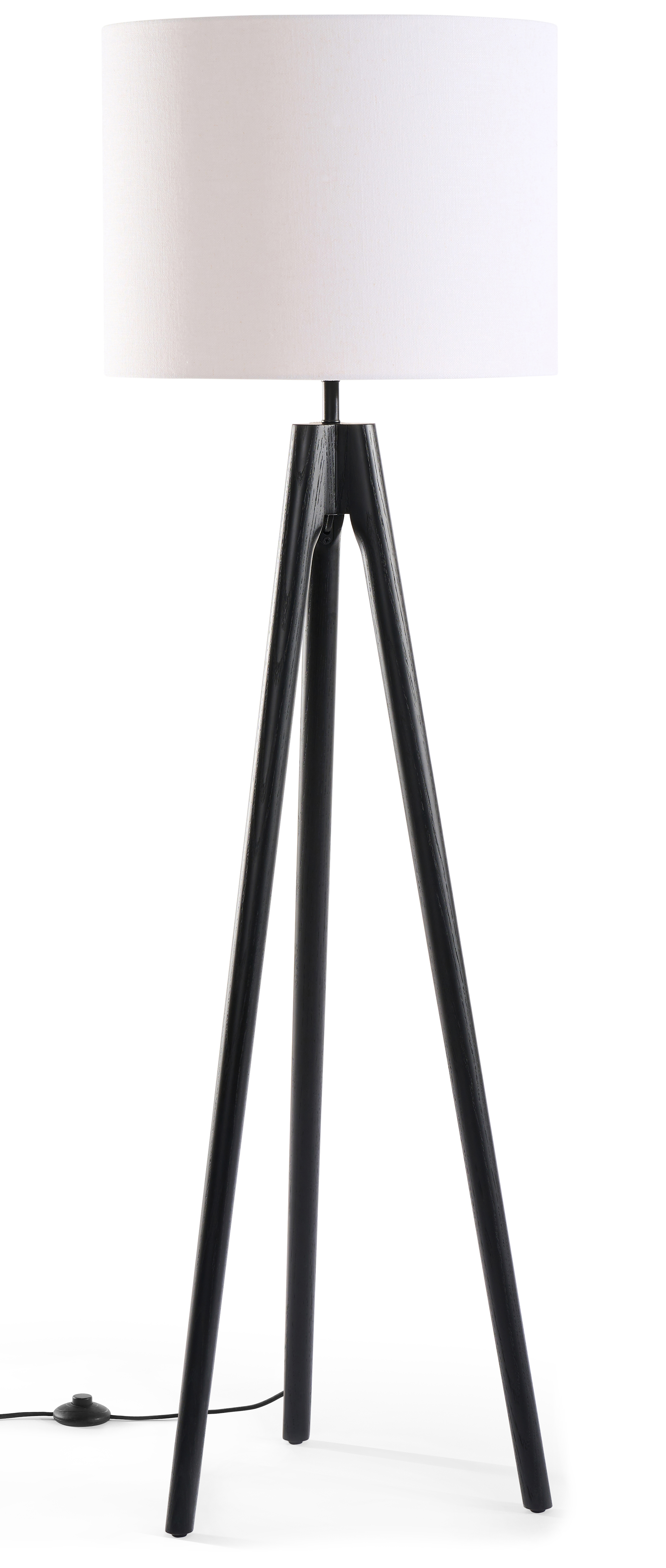 Staande lamp Trepunto in zwarte eik met Giro lampenkap in Livigno stof in kleur Egg White