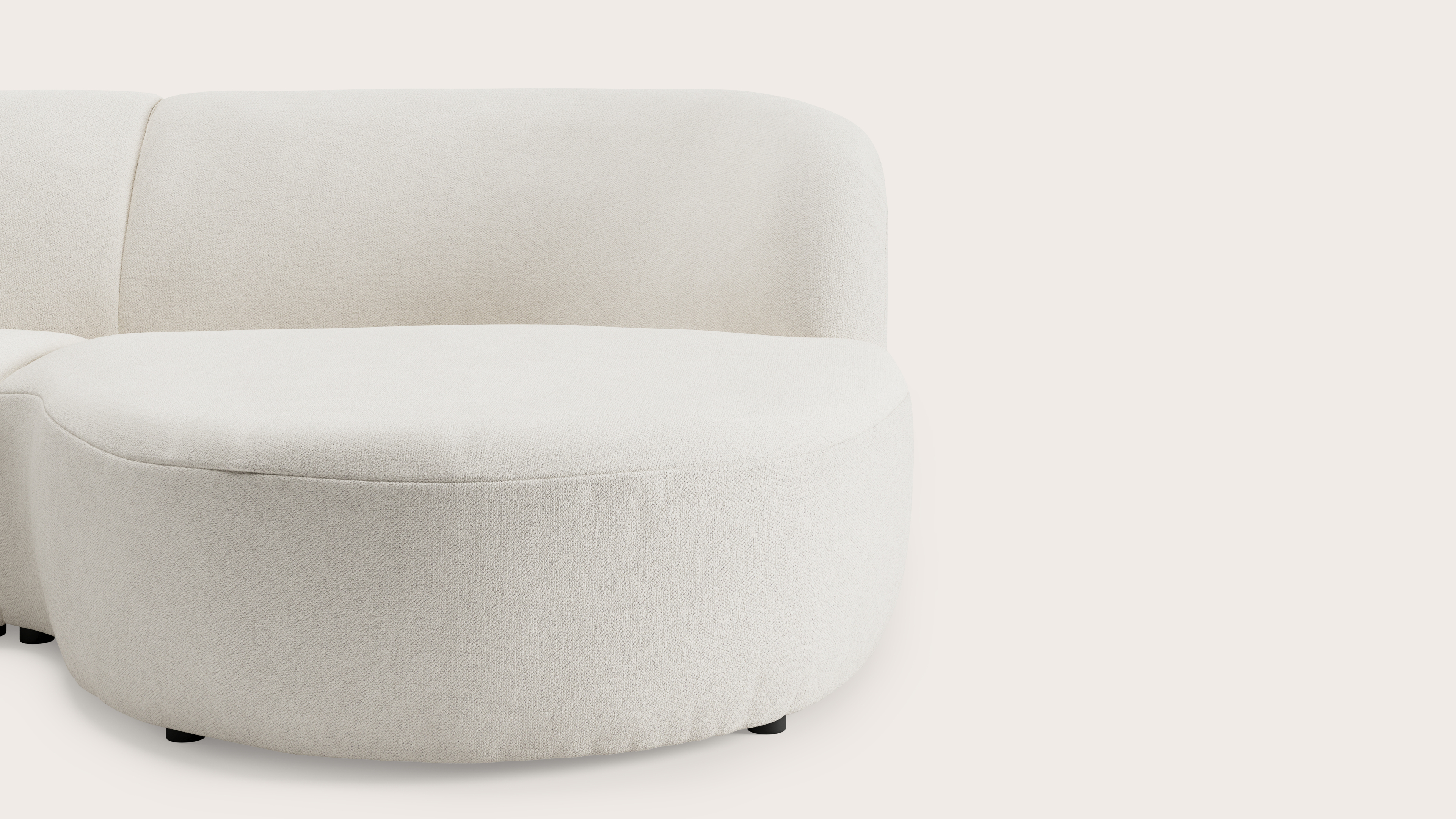 Tubo canapé d'angle 3,5 places en Volti tissu Pearl