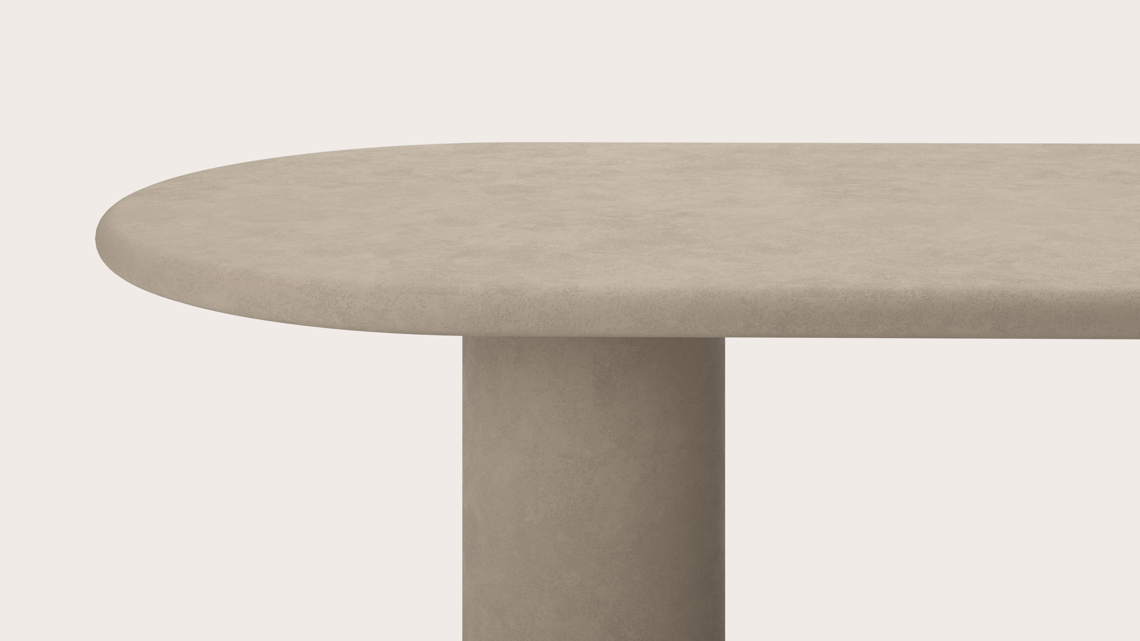 Eettafel Artisano met plat ovaal Artisano blad in Claylime kleur Limestone