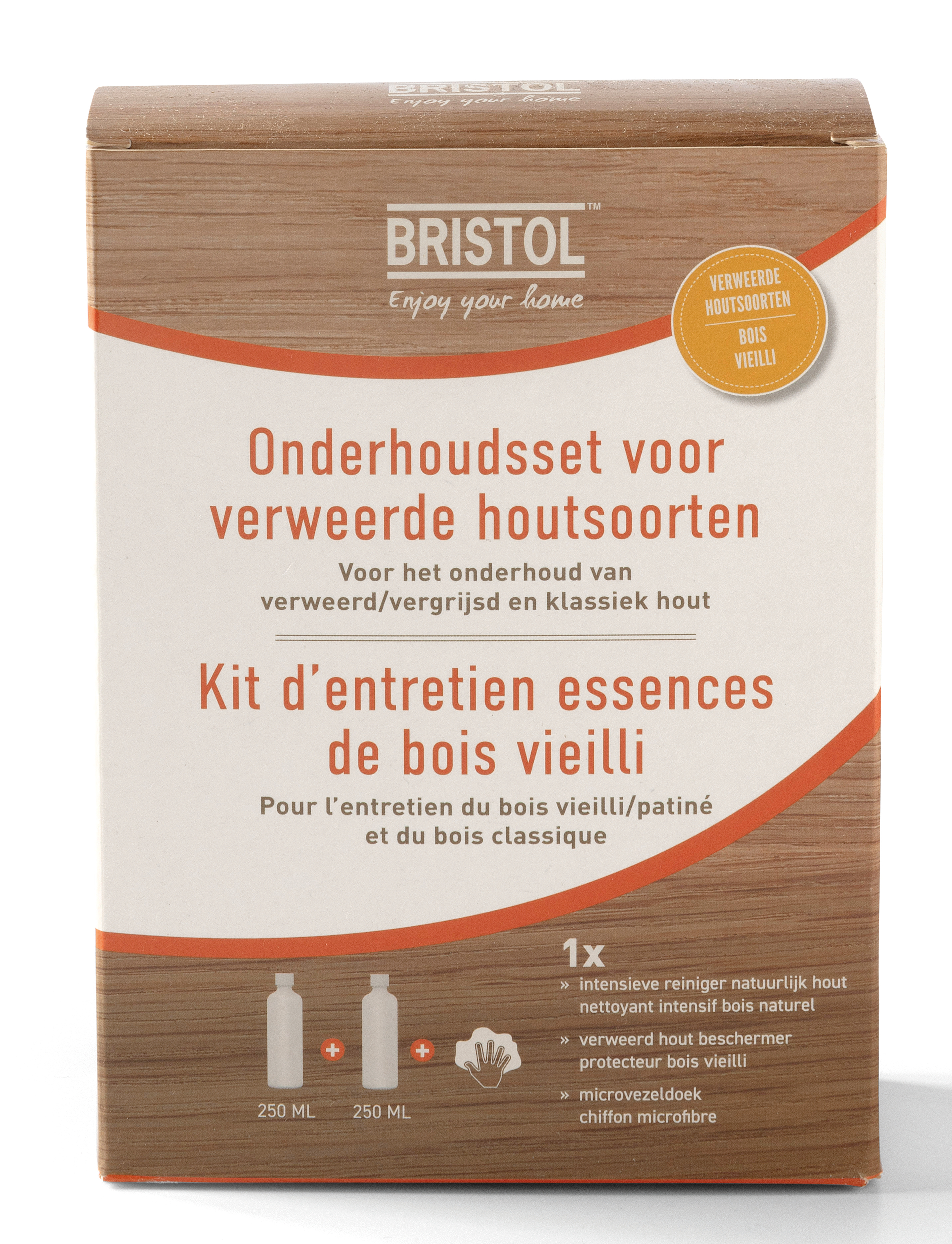 Bristol onderhoudsset verweerd hout 2 x 250ml