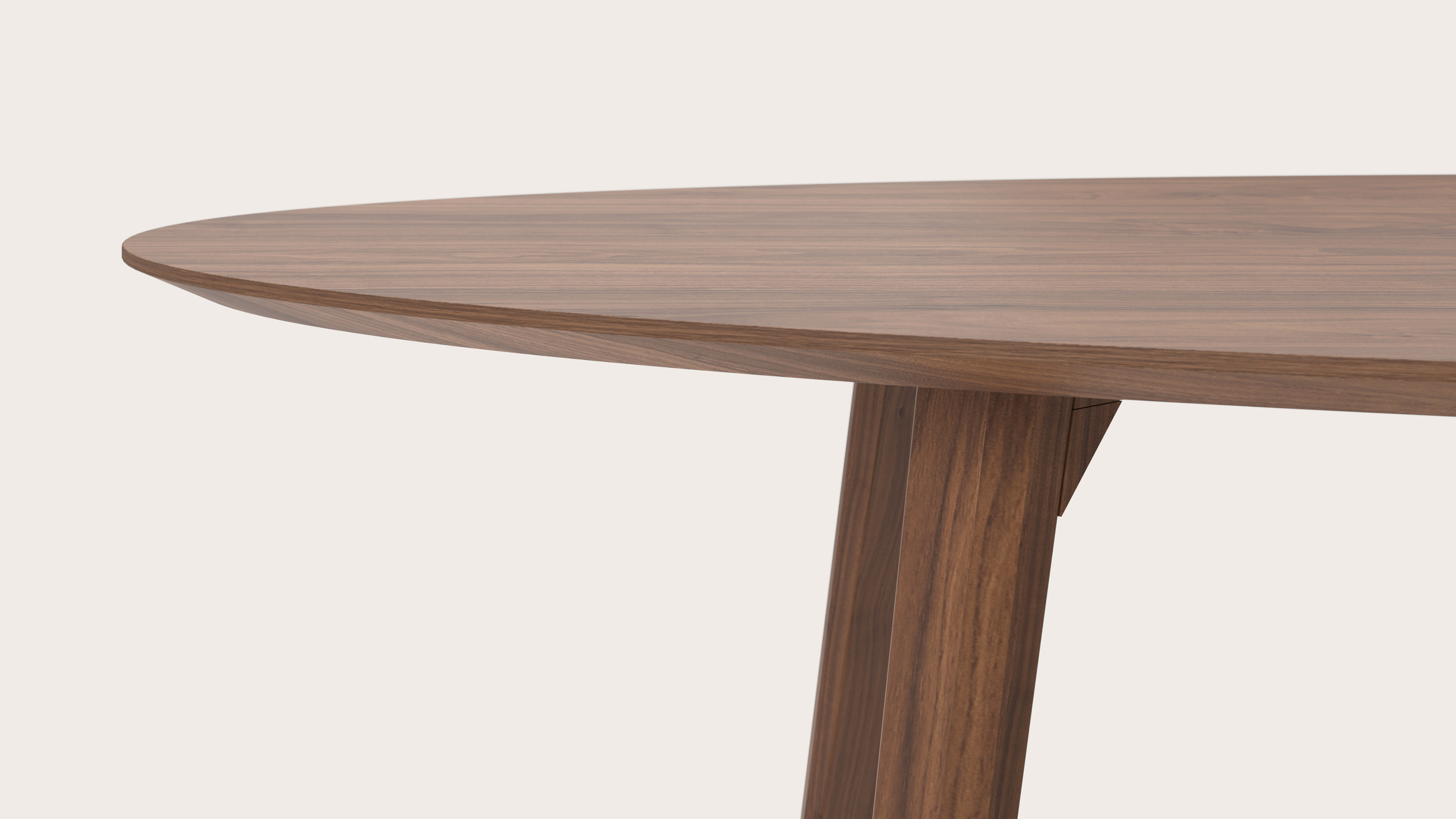 Table de salle à manger Clino armature en walnoot avec plateau Finesso en forme ovale en noyer 260 x 130 x 76 cm