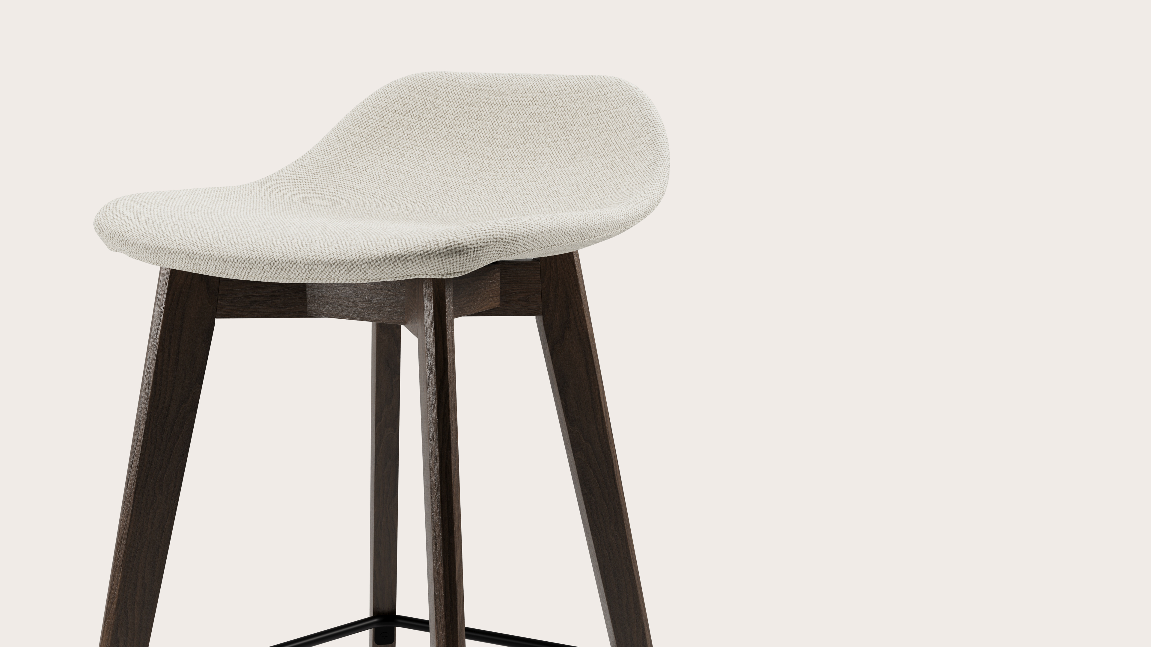 Vasco tabouret de bar haute chêne fumé avec assise en Brio tissu Linen