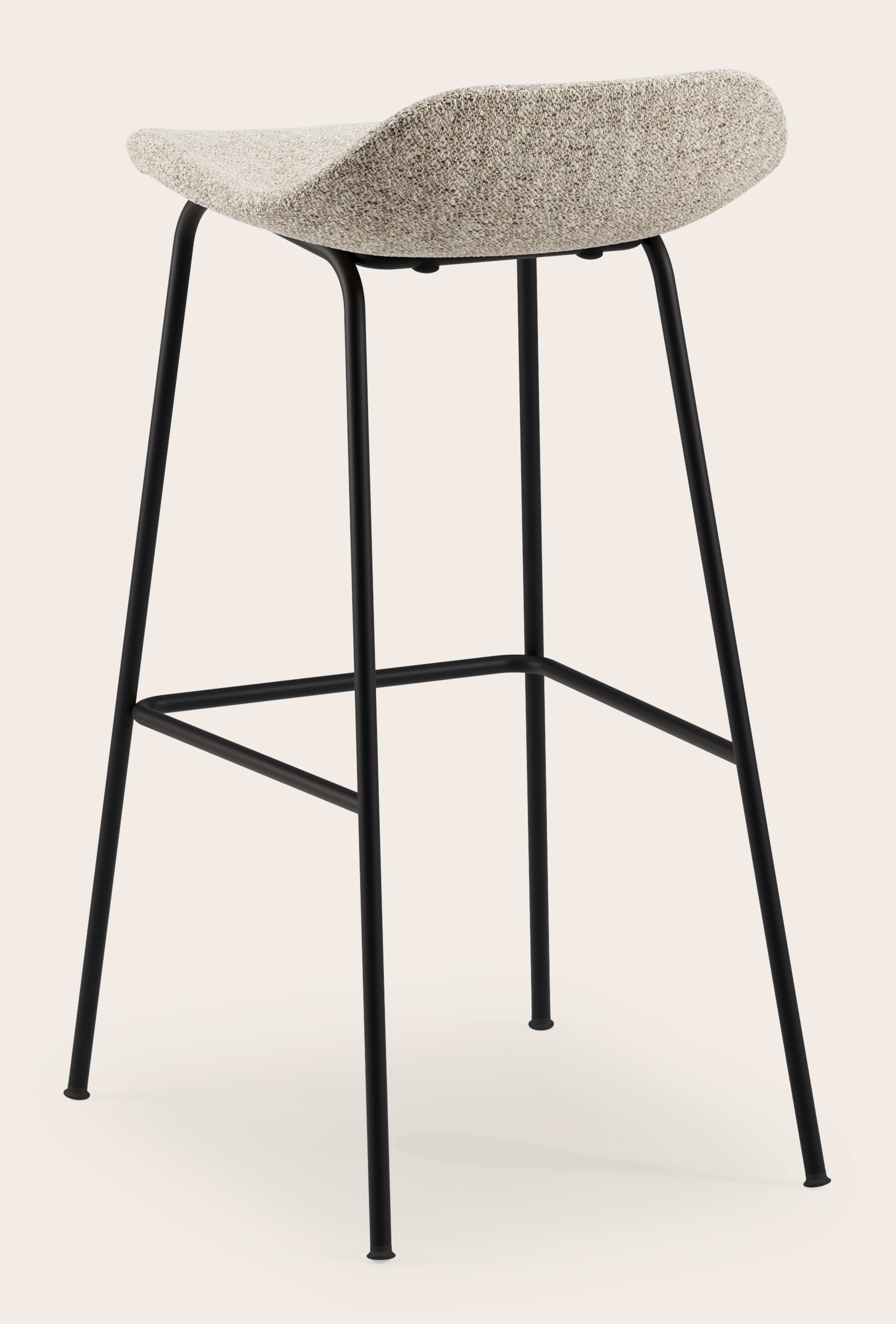 Vasco tabouret de bar haute métal noir avec assise en Stanza tissu Light Taupe