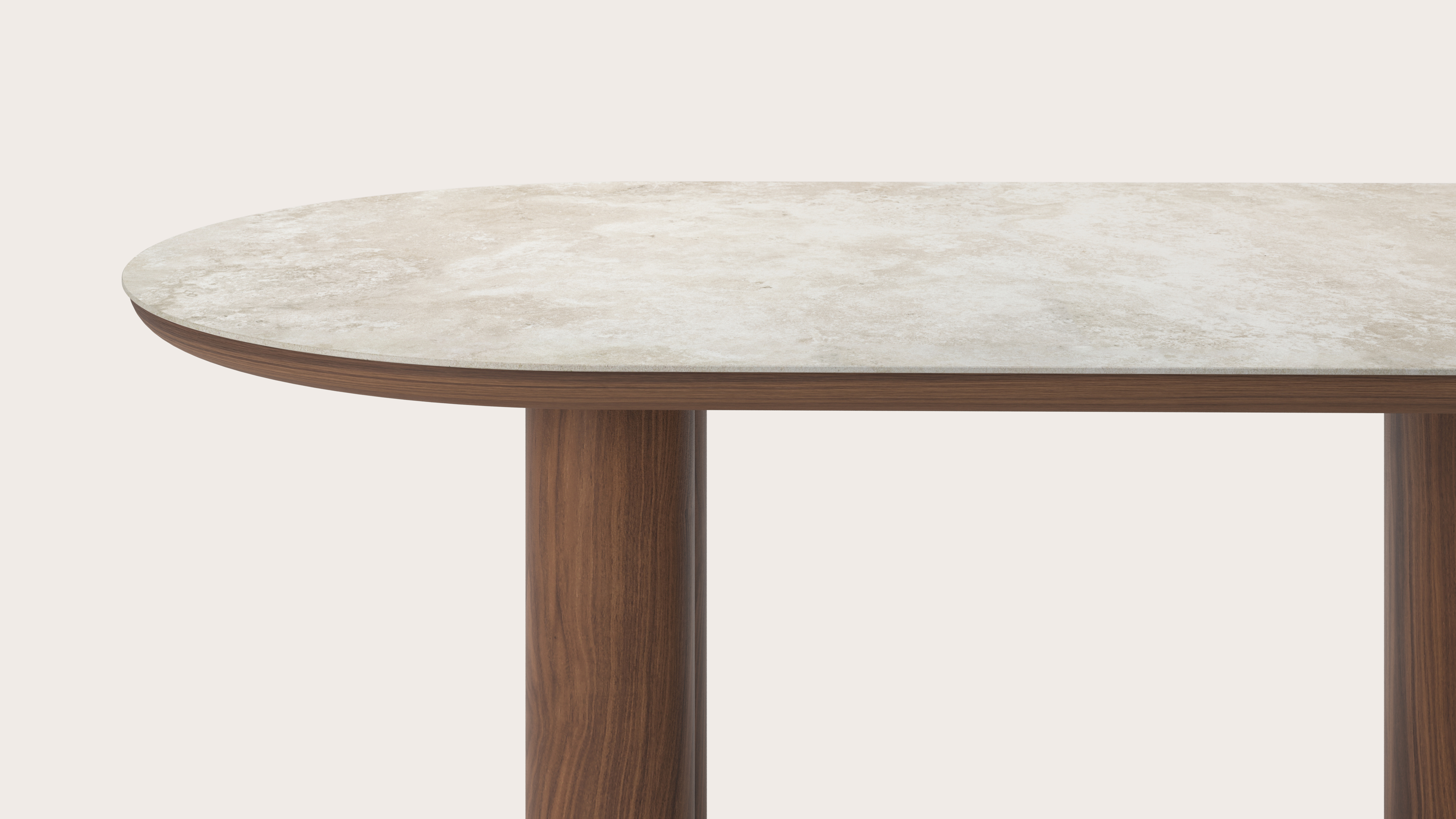 Table de salle à manger Amato Rondo armature en noyer avec plateau Ceramo ovale plat en céramique en couleur Rapolano 220 x 110 x 76 cm