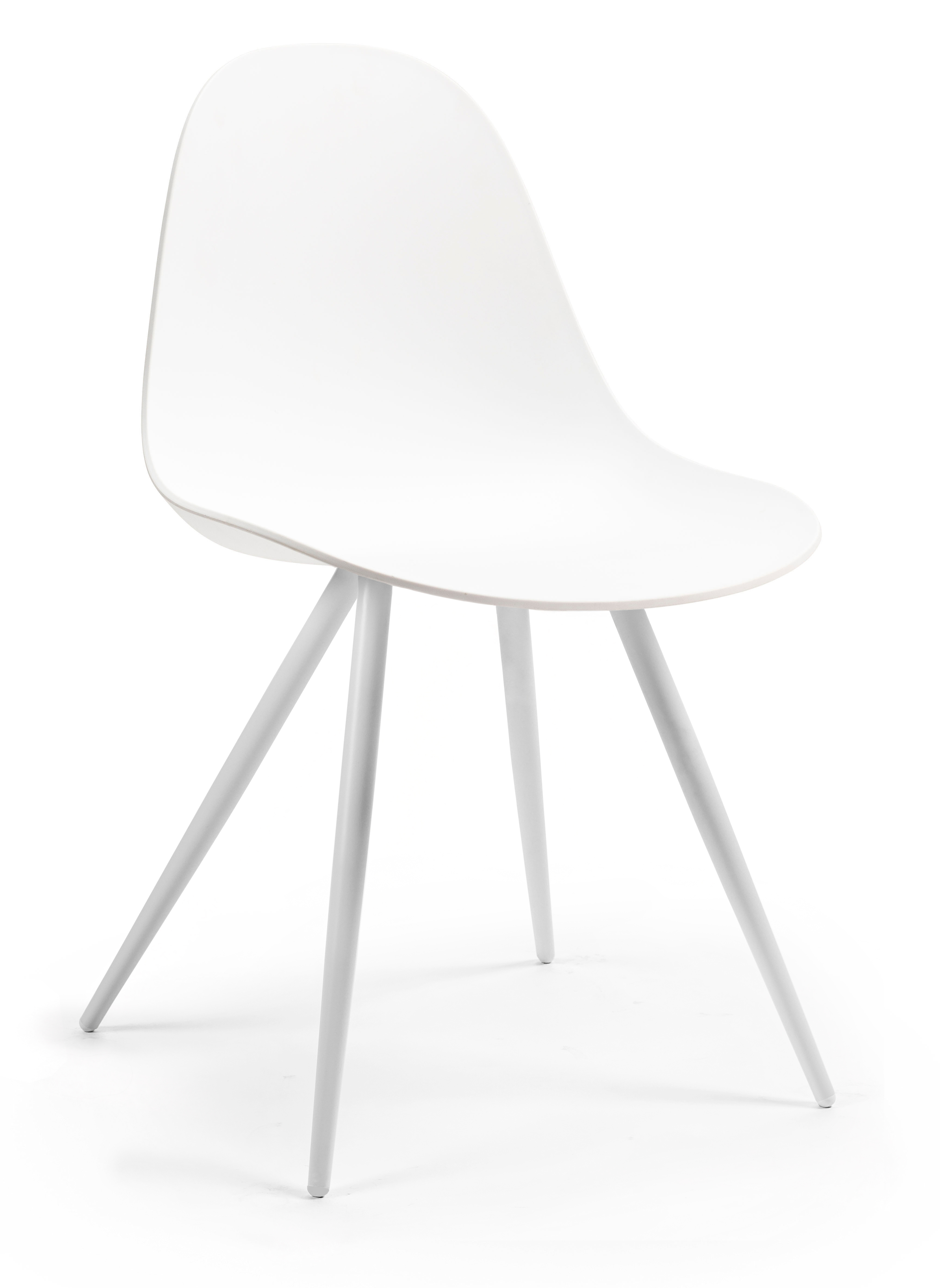 Vasco eetkamerstoel in PP White met stoelpoot Straight in wit metaal
