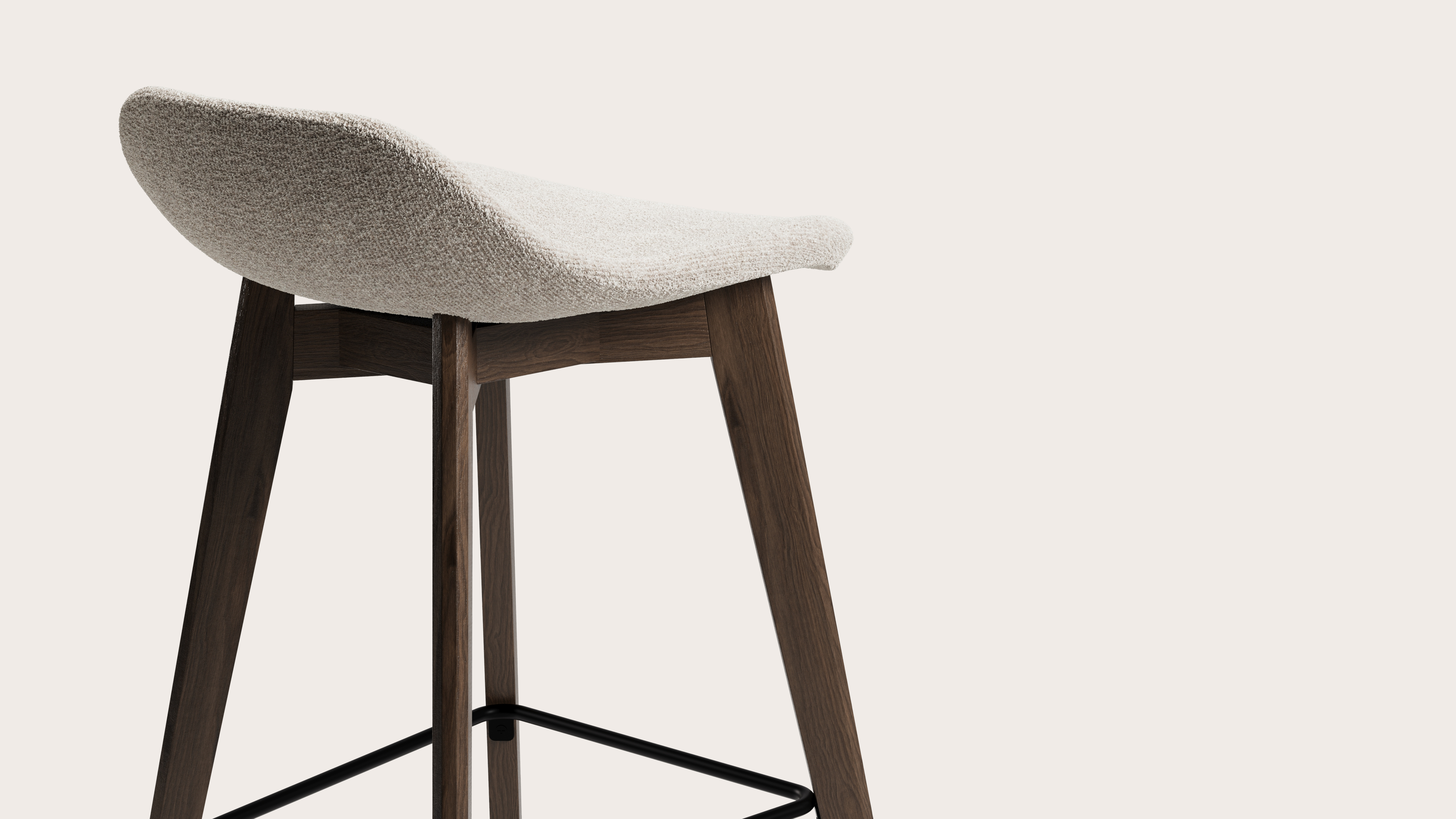 Vasco tabouret de bar haute chêne fumé avec assise en Nova tissu Almond